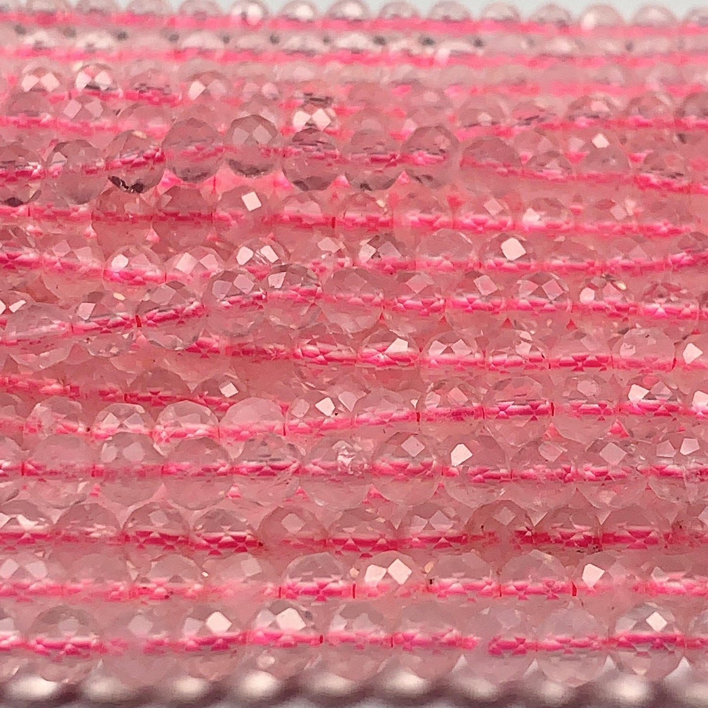 AAA Ttransparent Madagascar Pink Rose Quartz Faceted Round Beads Gemstone Strand 15.5 4mm