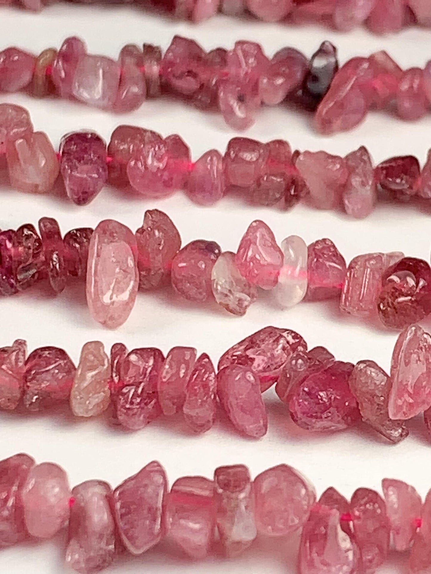 3-8mm  Natural Genuine Pink Tourmaline  Nugget Pebble Irregular Shaped Chip Beads 15.5