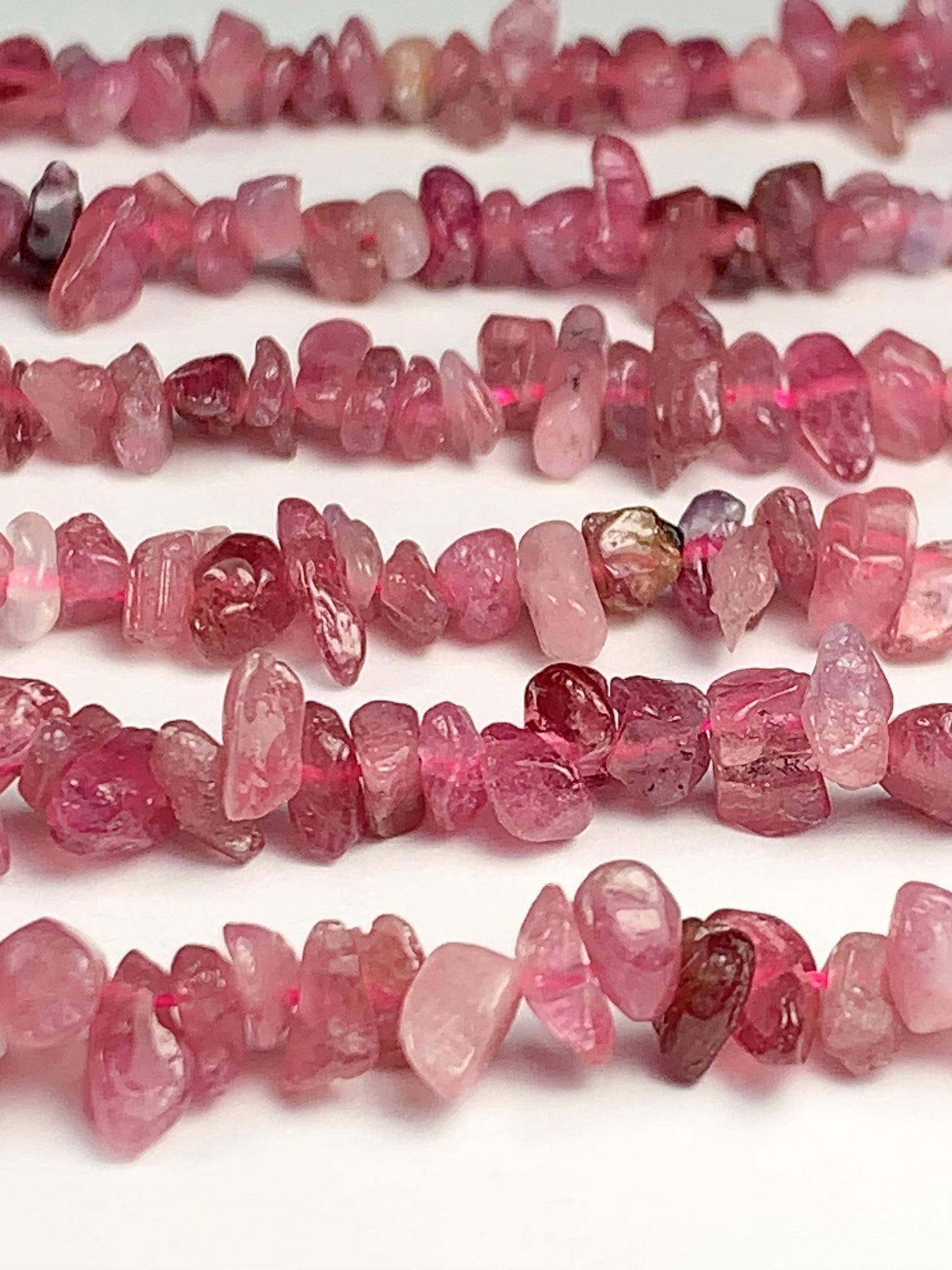 3-8mm  Natural Genuine Pink Tourmaline  Nugget Pebble Irregular Shaped Chip Beads 15.5