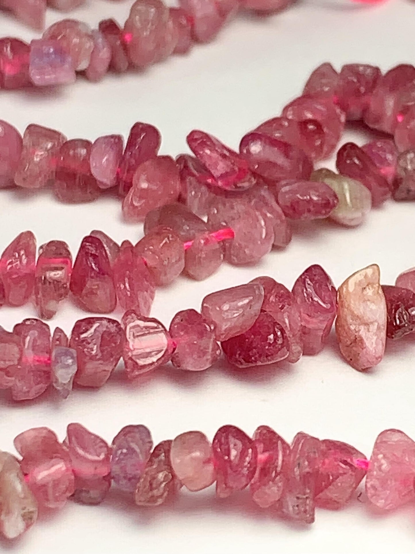 3-8mm  Natural Genuine Pink Tourmaline  Nugget Pebble Irregular Shaped Chip Beads 15.5