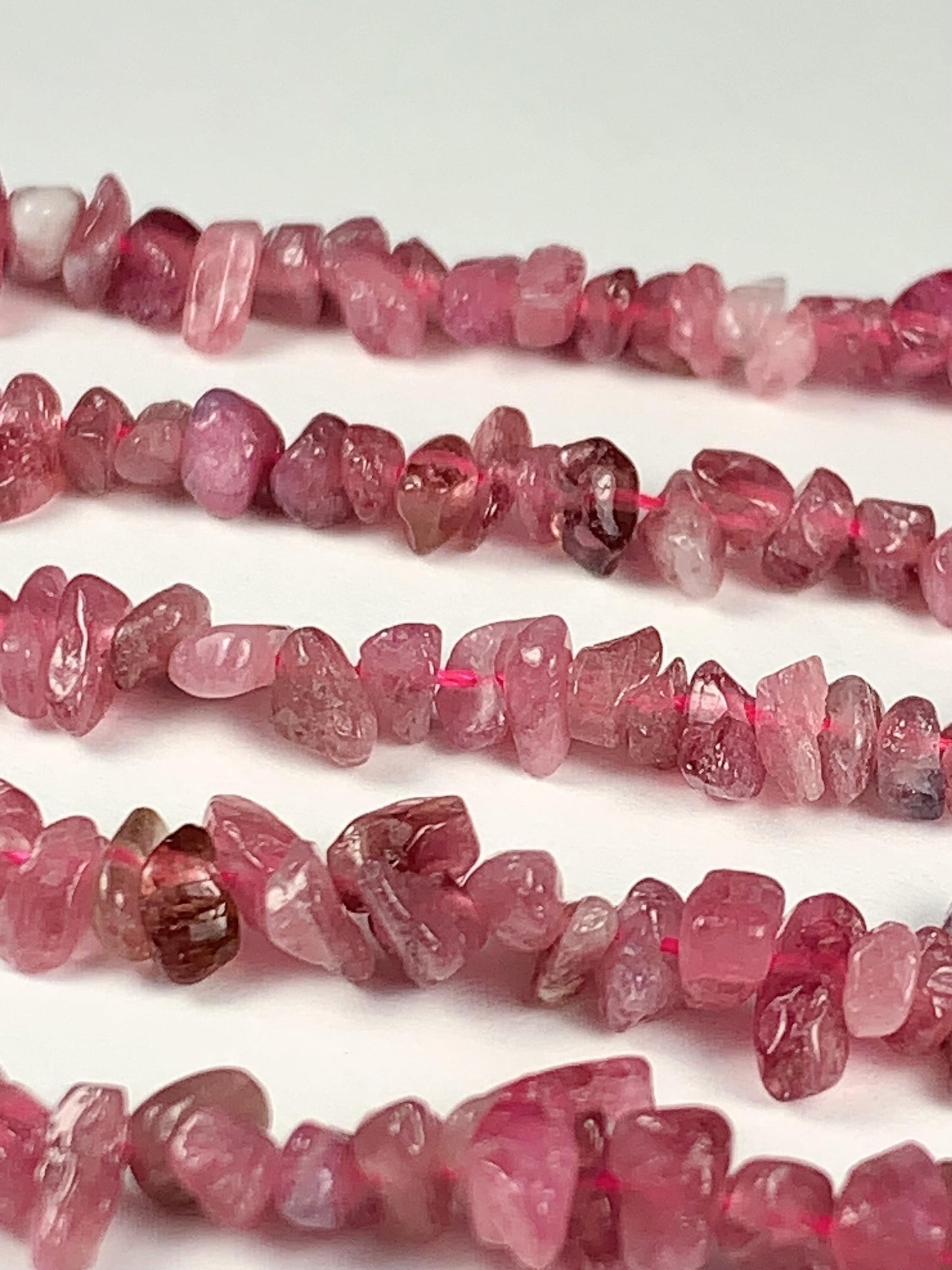 3-8mm  Natural Genuine Pink Tourmaline  Nugget Pebble Irregular Shaped Chip Beads 15.5