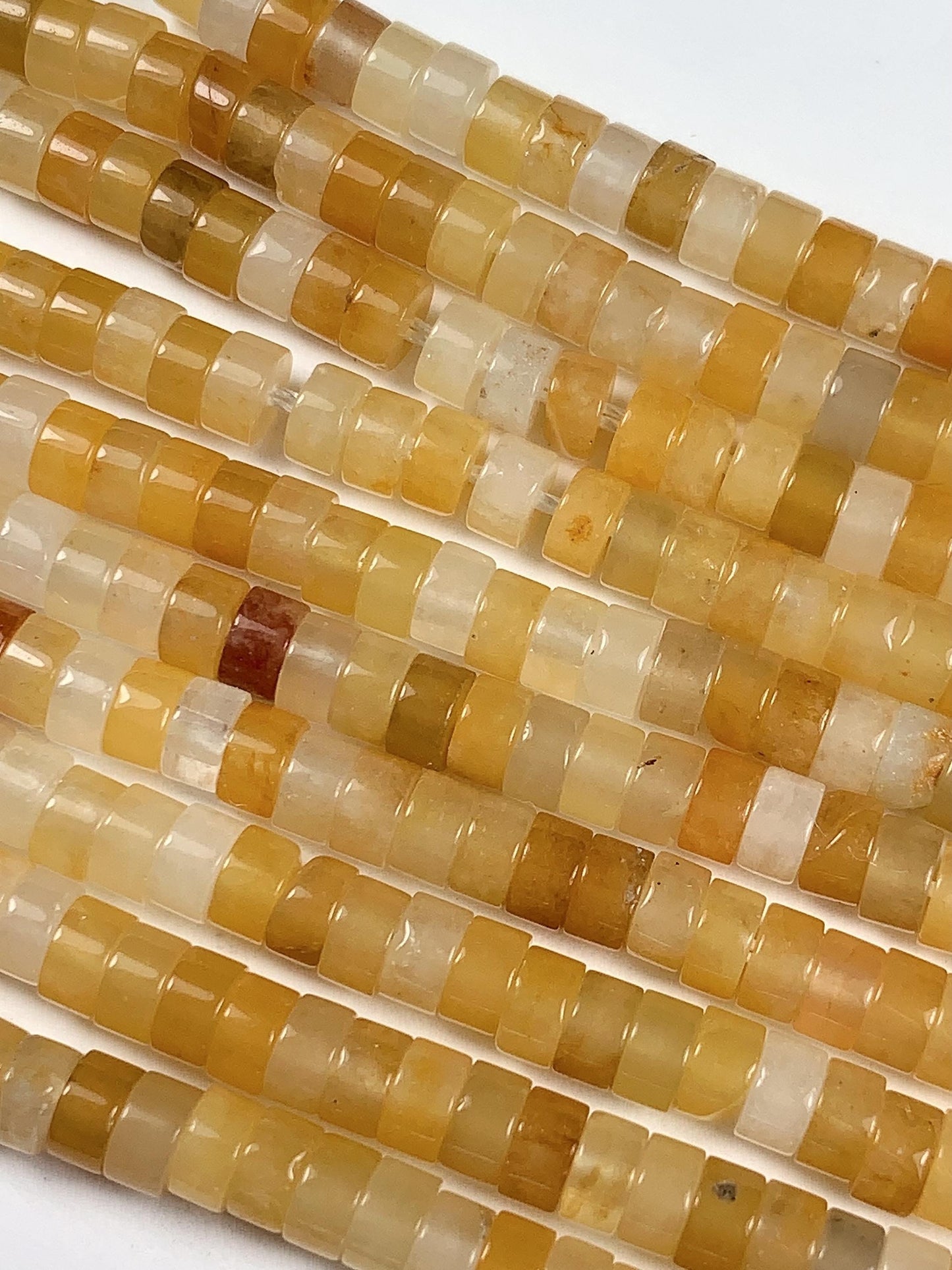 2x4mm oily luster with a hint of translucency Honey Yellow Jade Heishi Disc Beads 15" Strand