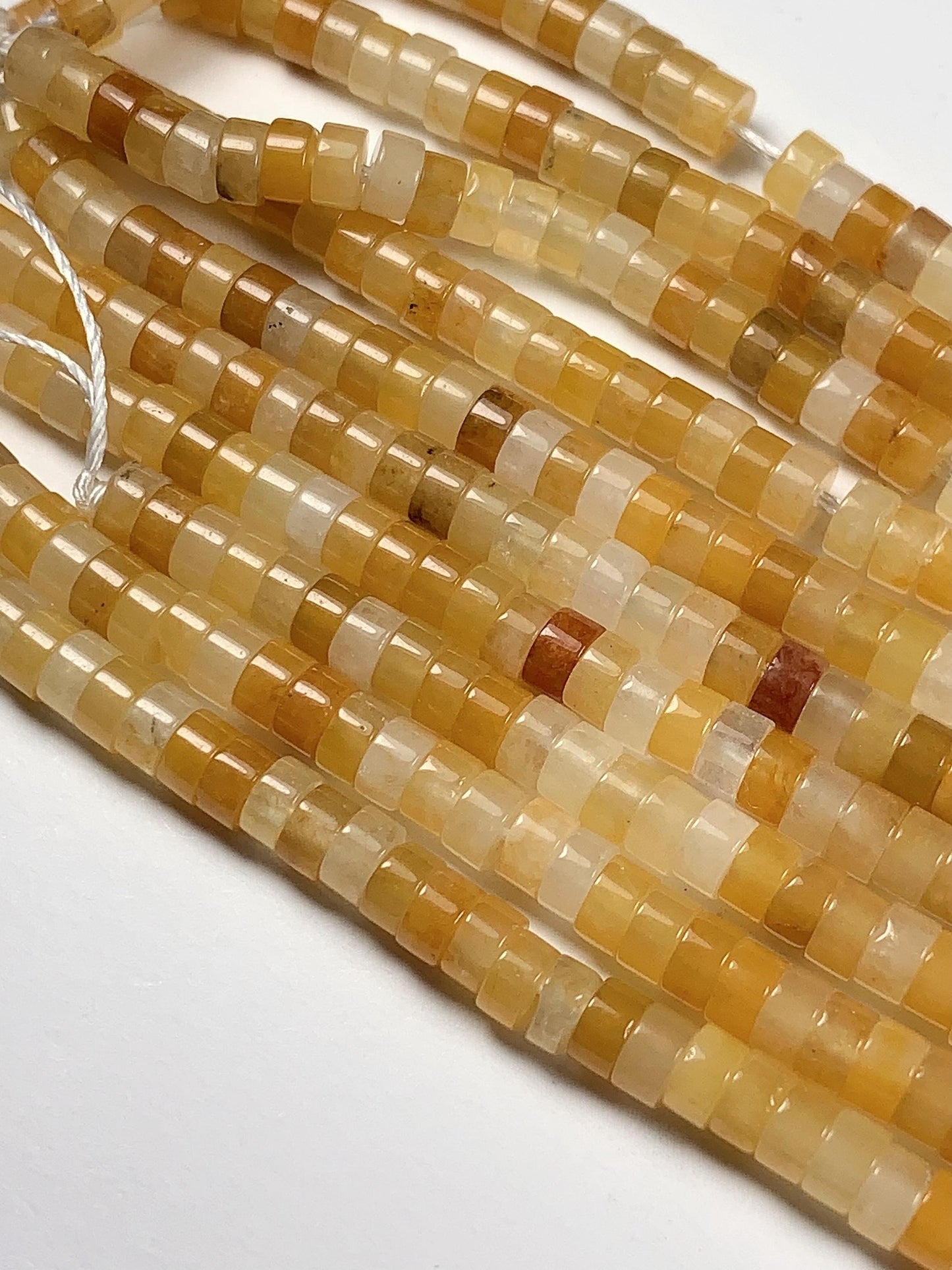 2x4mm oily luster with a hint of translucency Honey Yellow Jade Heishi Disc Beads 15" Strand