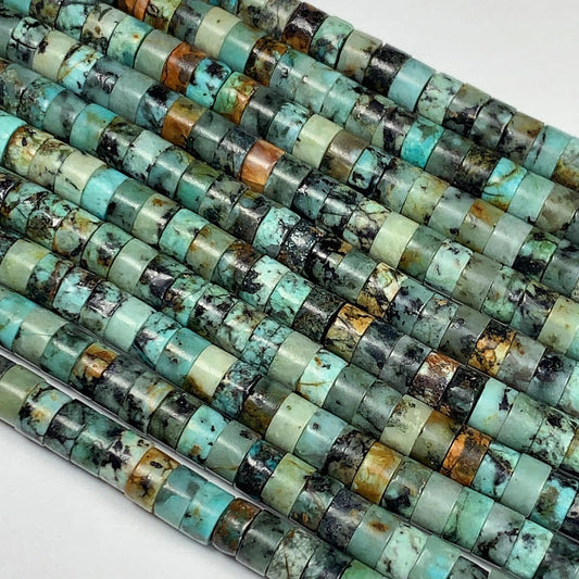 2x4mm AAA Natural Africa Turquoise Heishi Disc Beads 15" Strand Green Blue Yellow