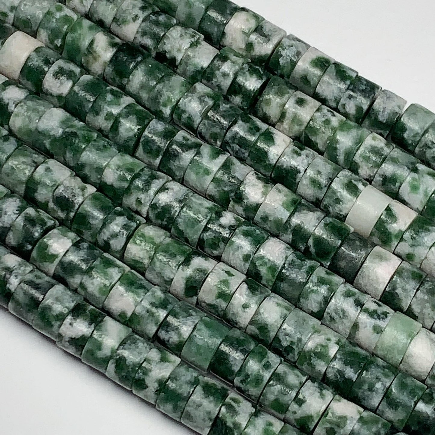 2x4mm Natural Green Spot Jasper Heishi Disc Beads 15.5" Strand
