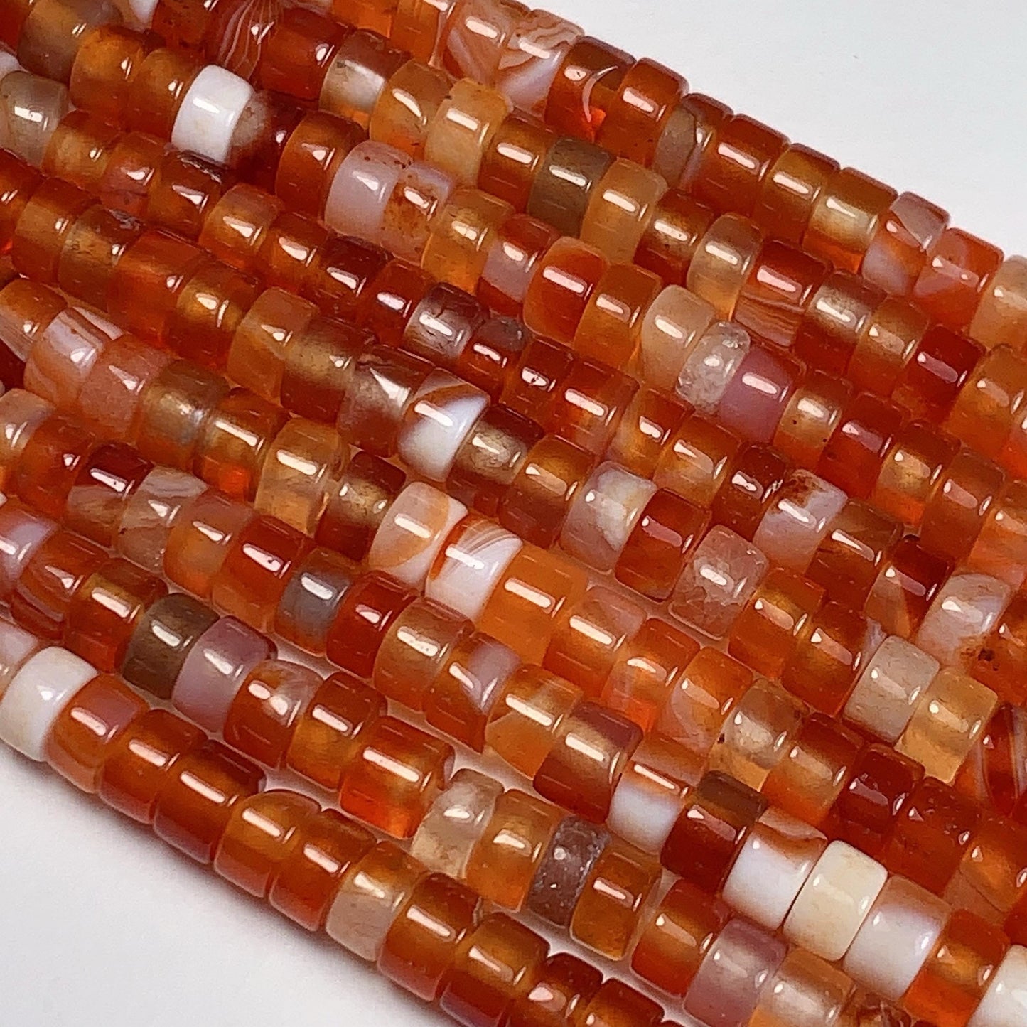 2x4mm Red Agate Heishi Disc Beads 15" Strand