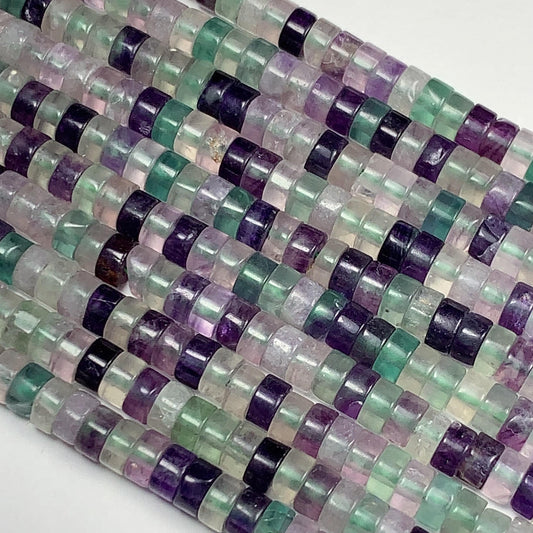 2x4mm Luster Translucent Natural Purple Green Clear Fluoride Heishi Disc Rondelle Beads 15.5" Strand
