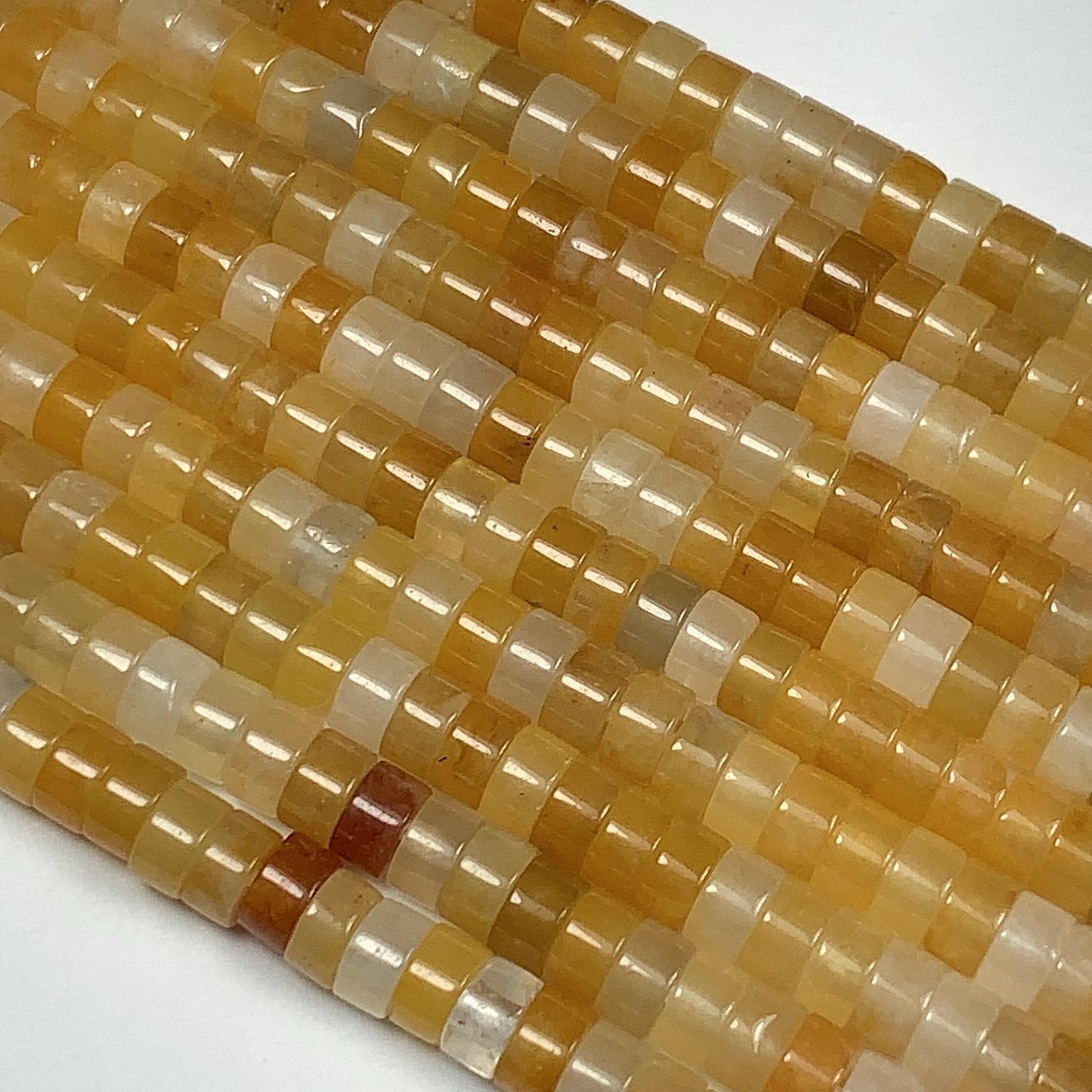 2x4mm oily luster with a hint of translucency Honey Yellow Jade Heishi Disc Beads 15" Strand