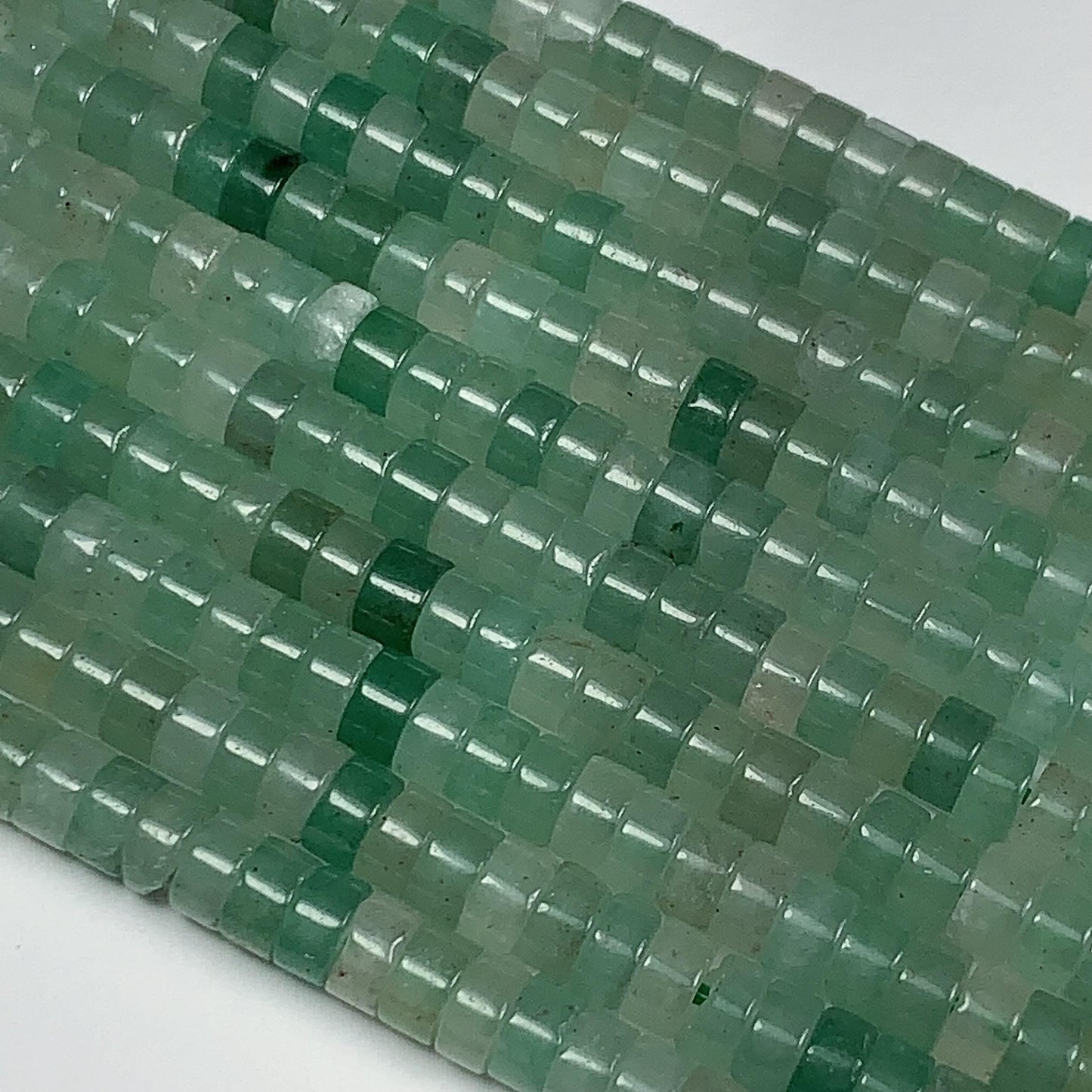 2x4mm Natural Green Aventurine Heishi Disc Beads 15 Strand Lustrous Translucent