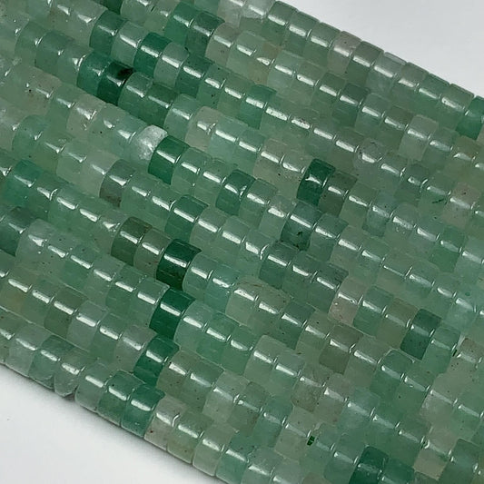 2x4mm Natural Green Aventurine Heishi Disc Beads 15 Strand Lustrous Translucent