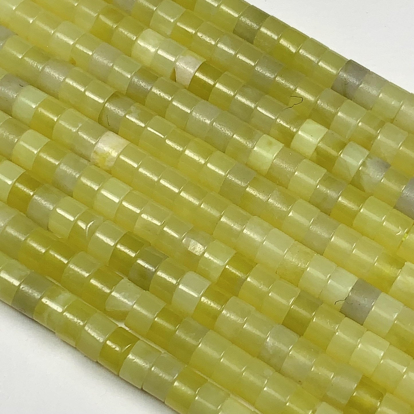 2x4mm Lemon Yellow Jade Heishi Disc Beads 15" Strand