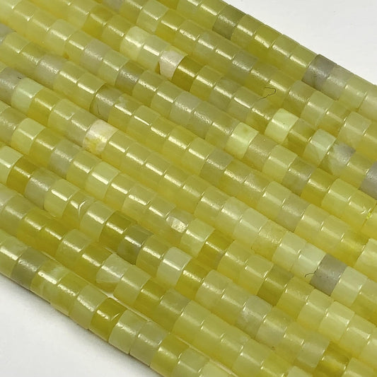 2x4mm Lemon Yellow Jade Heishi Disc Beads 15" Strand