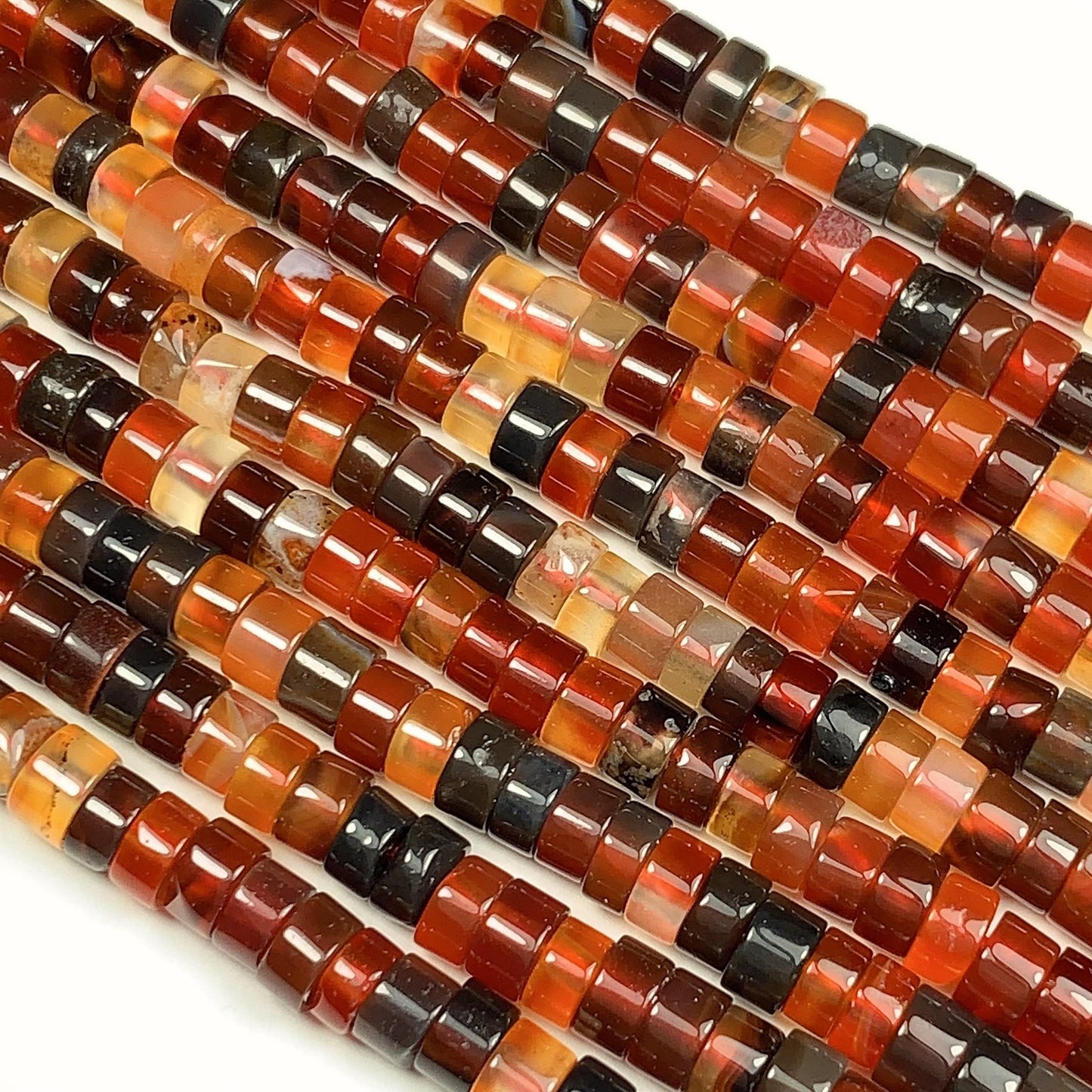2x4mm AAA Natural Transparent Red Brown Dreamy Agate Heishi Disc Beads 15" Strand