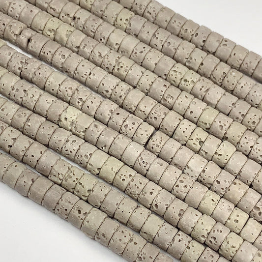 2x4mm Natural Gray Volcanic Rock Heishi Disc Beads Gemstone Strand 15"