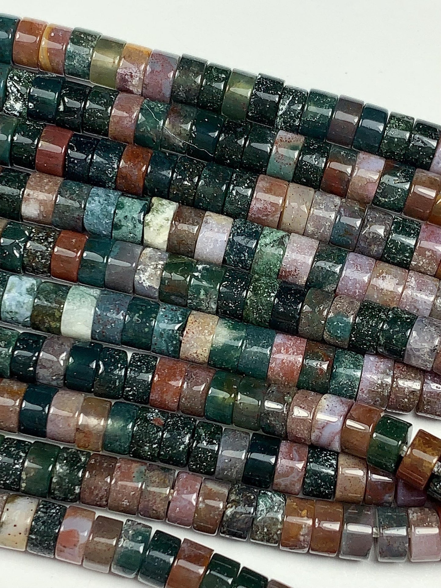 2x4mm  AAA Natural India Agate Heishi Disc Beads 15" Strand green red brown yellow rainbow