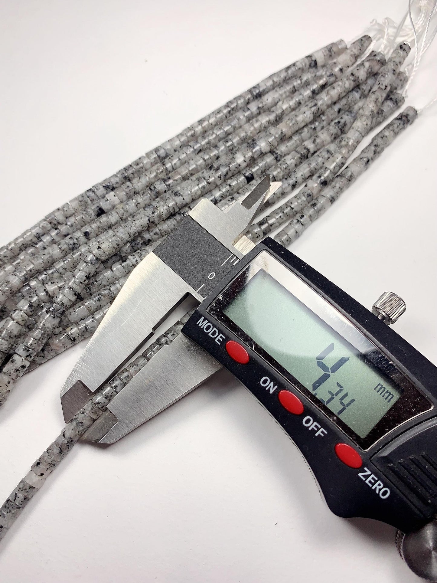 2x4mm  AAA Natural White Black Spot Feldspar Spacer Heishi Disc Beads 15" Strand Gemstone