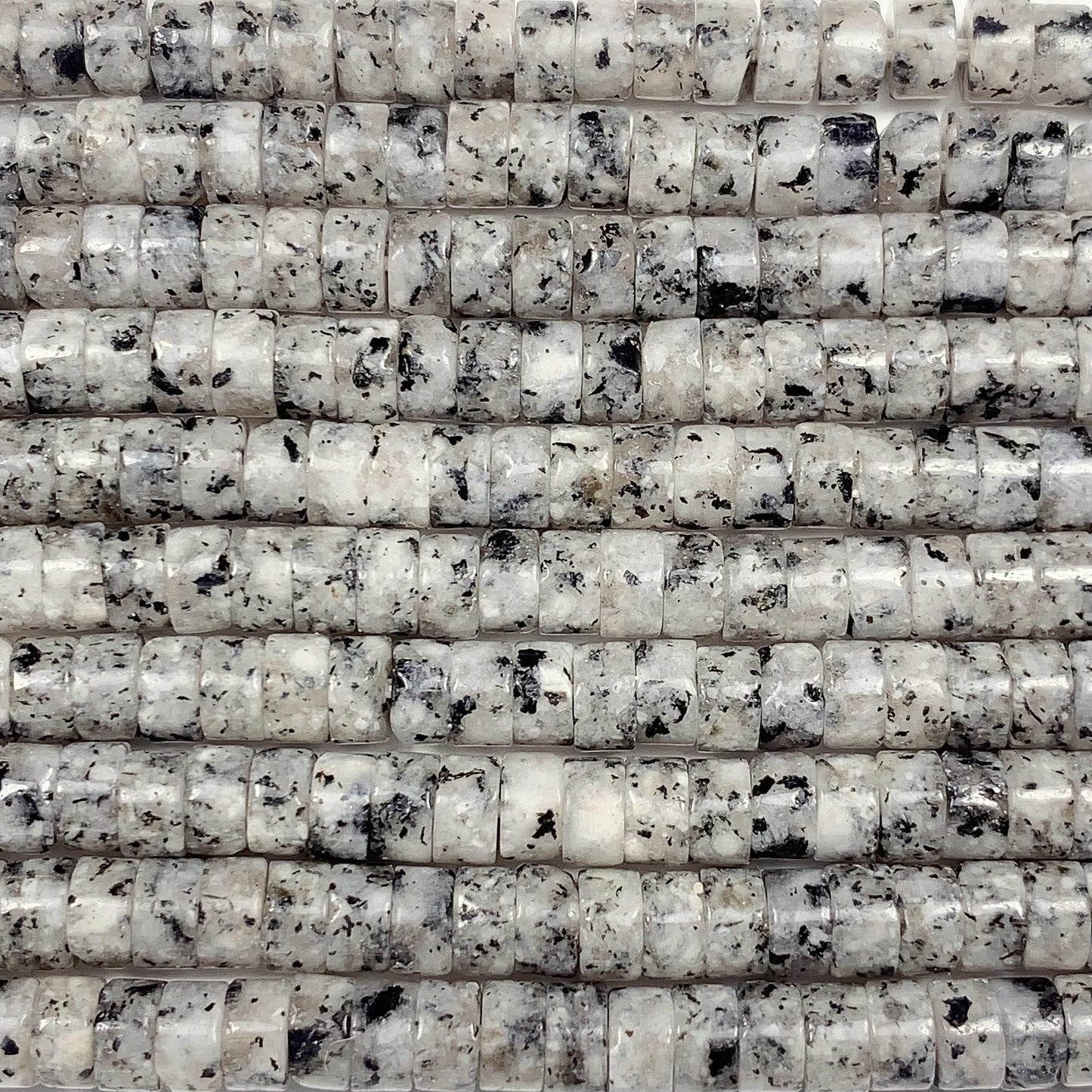 2x4mm  AAA Natural White Black Spot Feldspar Spacer Heishi Disc Beads 15" Strand Gemstone