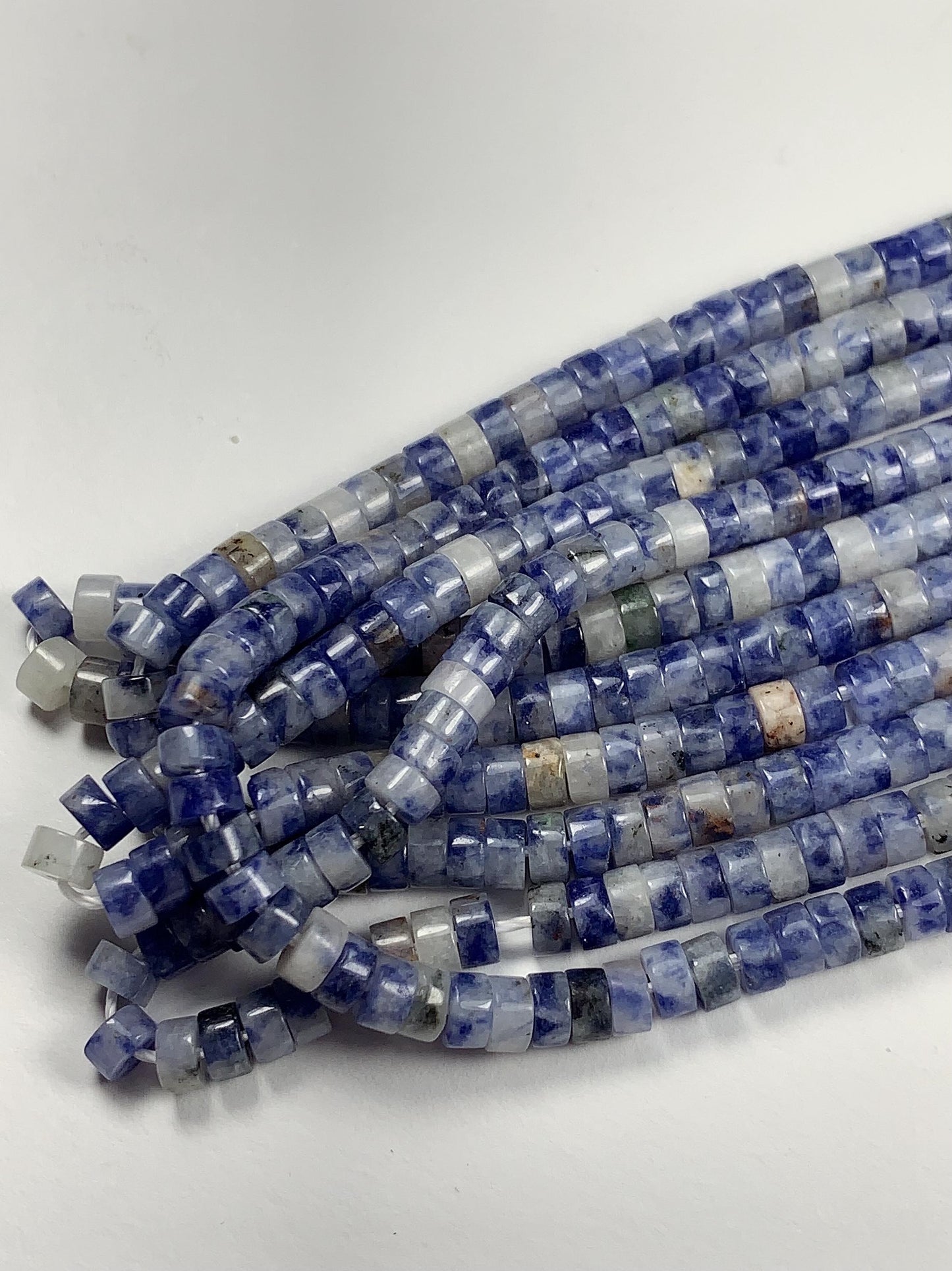 2x4mm Natural Blue Spot Jasper Heishi Disc Beads 15 Strand