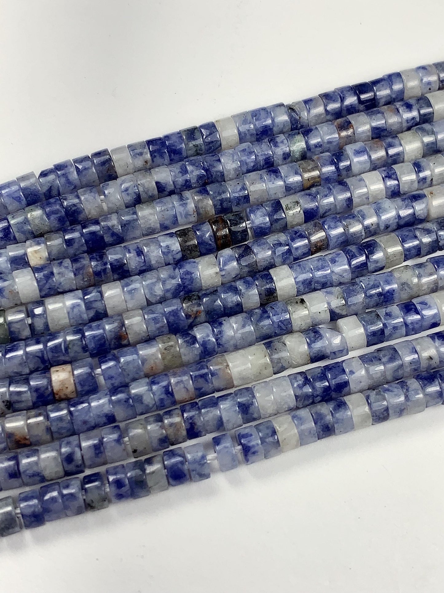 2x4mm Natural Blue Spot Jasper Heishi Disc Beads 15 Strand