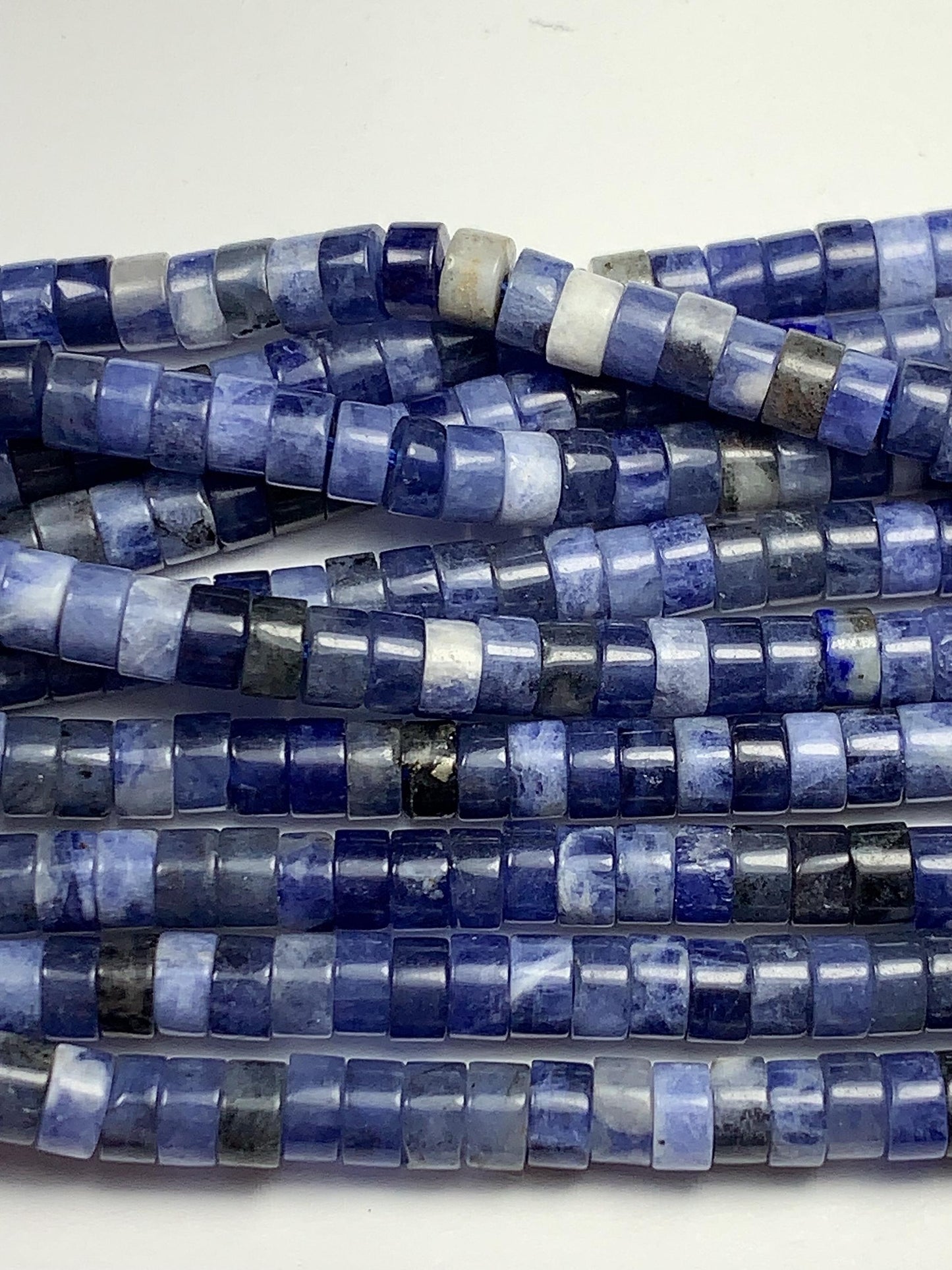 2x4mm Natural Blue Sodalite Heishi Disc Beads 15 Strand