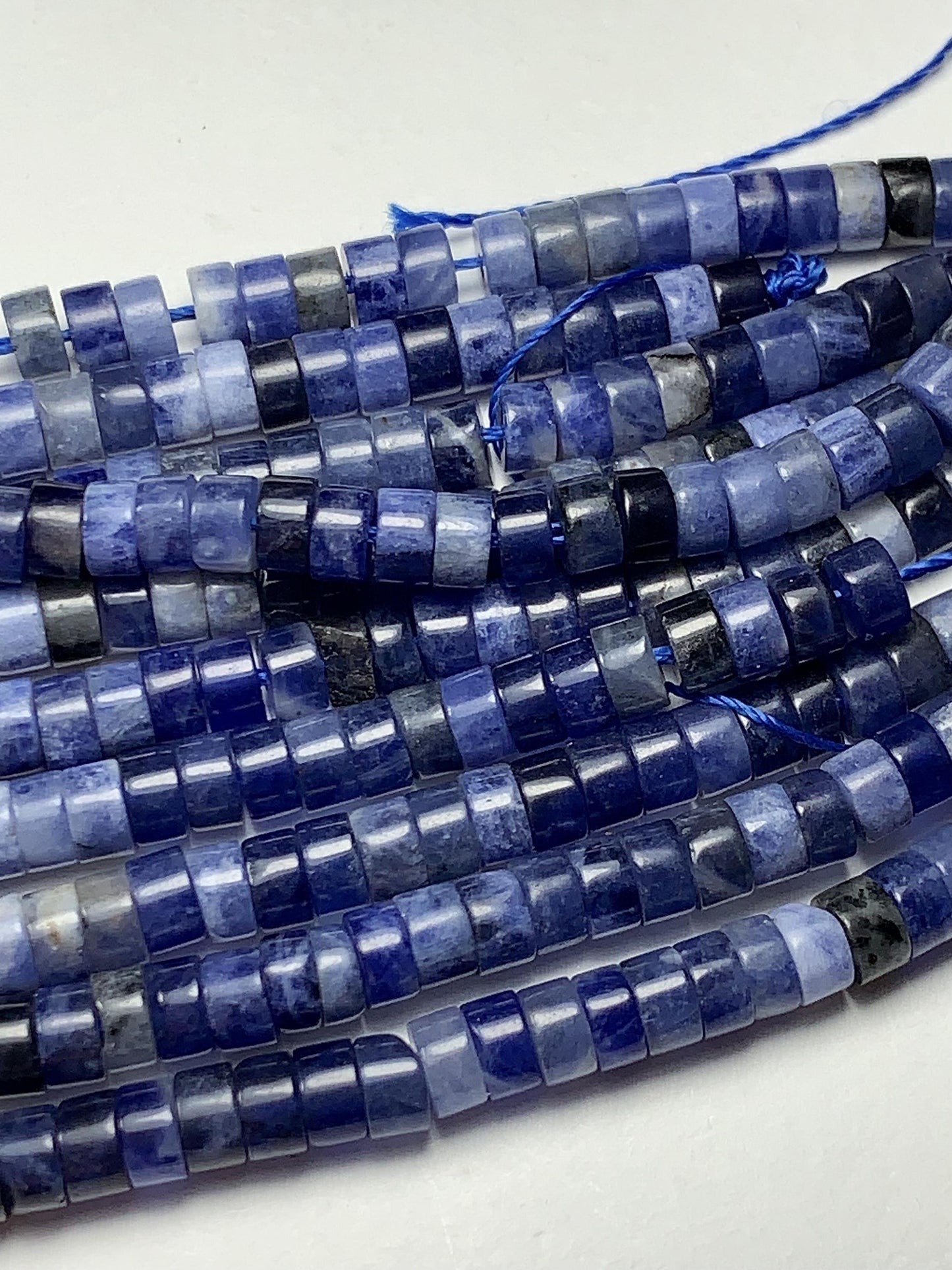 2x4mm Natural Blue Sodalite Heishi Disc Beads 15 Strand