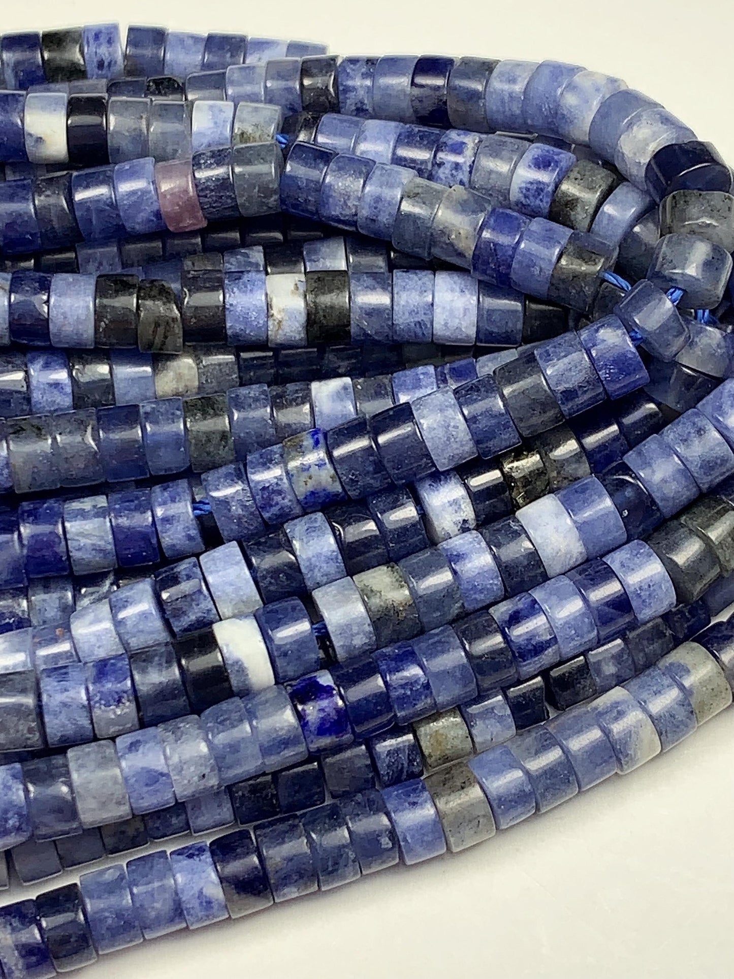 2x4mm Natural Blue Sodalite Heishi Disc Beads 15 Strand