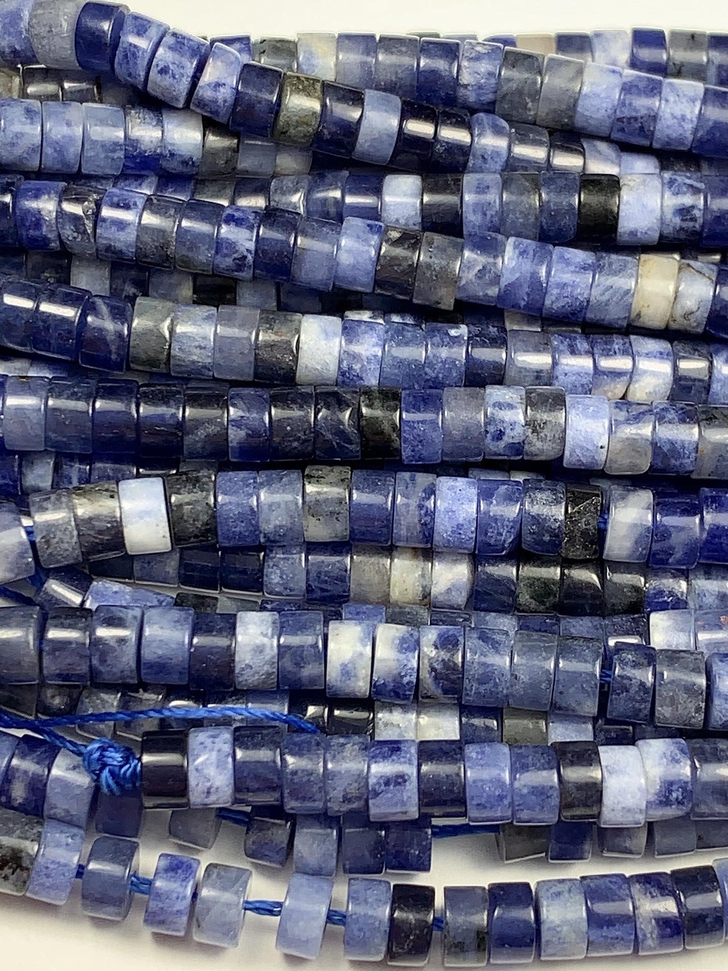 2x4mm Natural Blue Sodalite Heishi Disc Beads 15 Strand