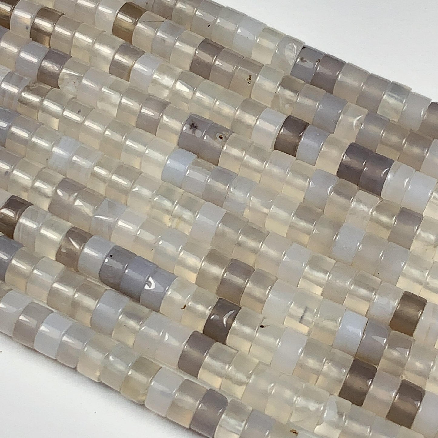 2x4mm  Natural Translucent Gray Agate Heishi Disc Beads 15" Strand