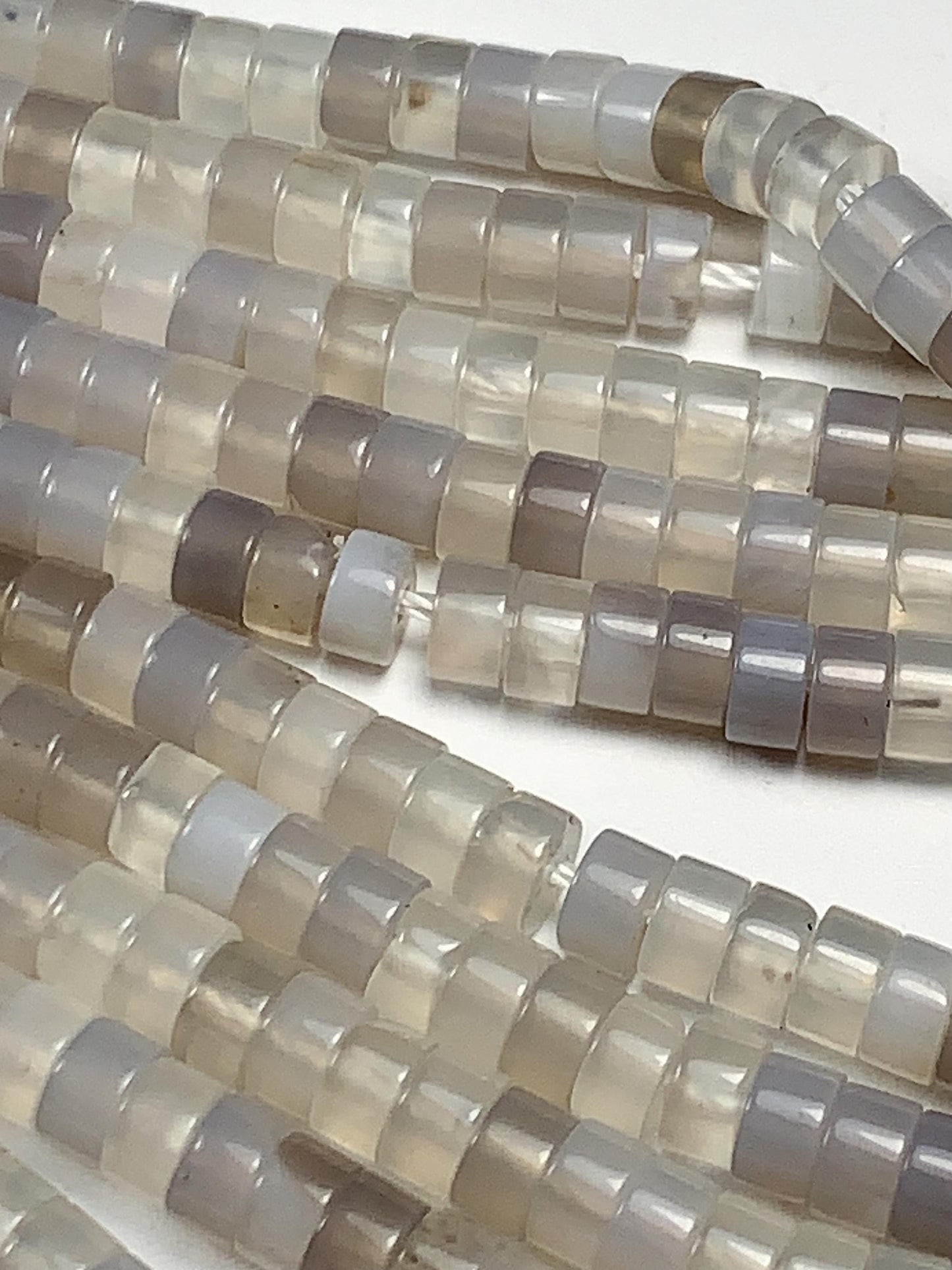 2x4mm  Natural Translucent Gray Agate Heishi Disc Beads 15" Strand