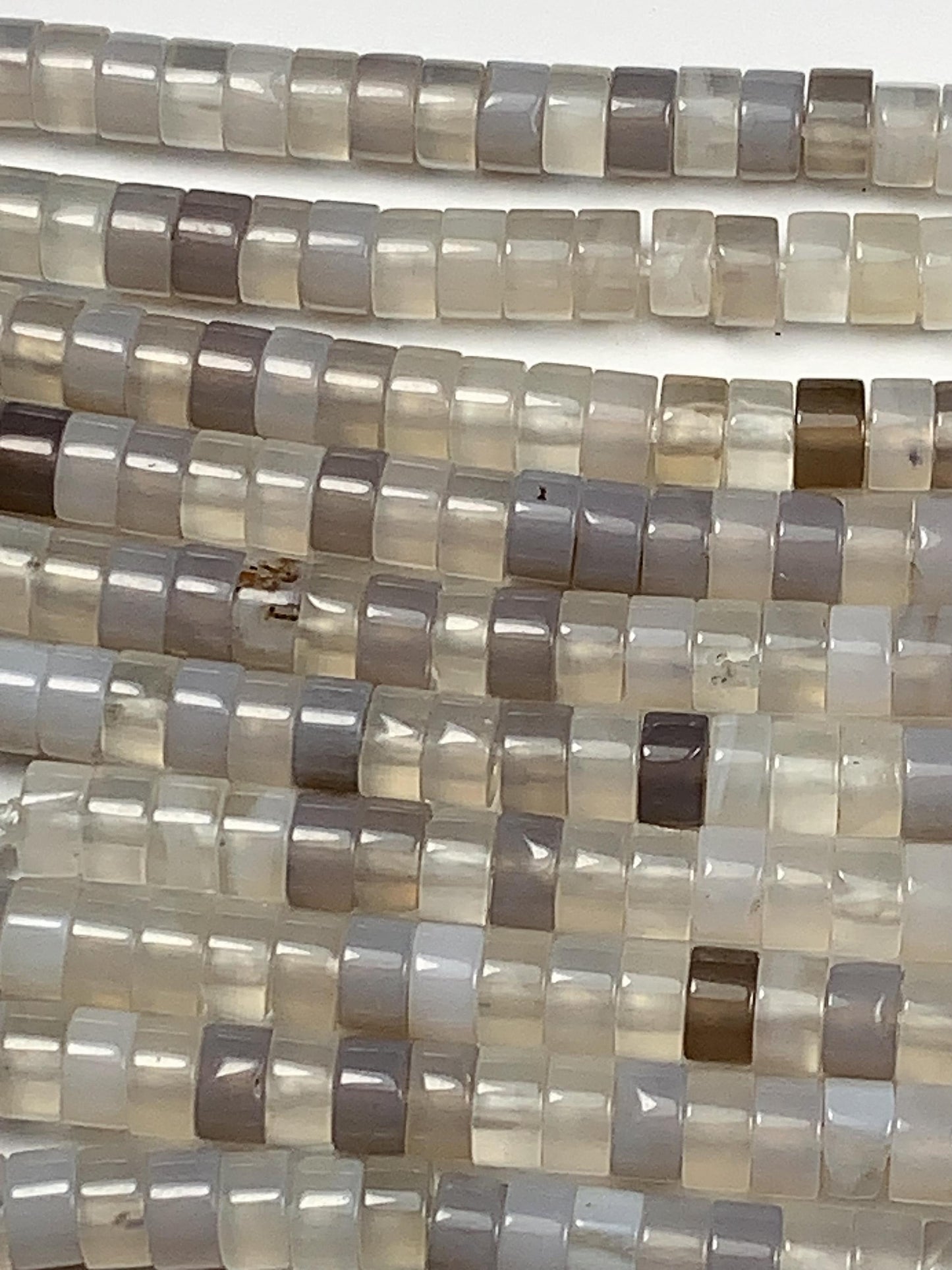 2x4mm  Natural Translucent Gray Agate Heishi Disc Beads 15" Strand