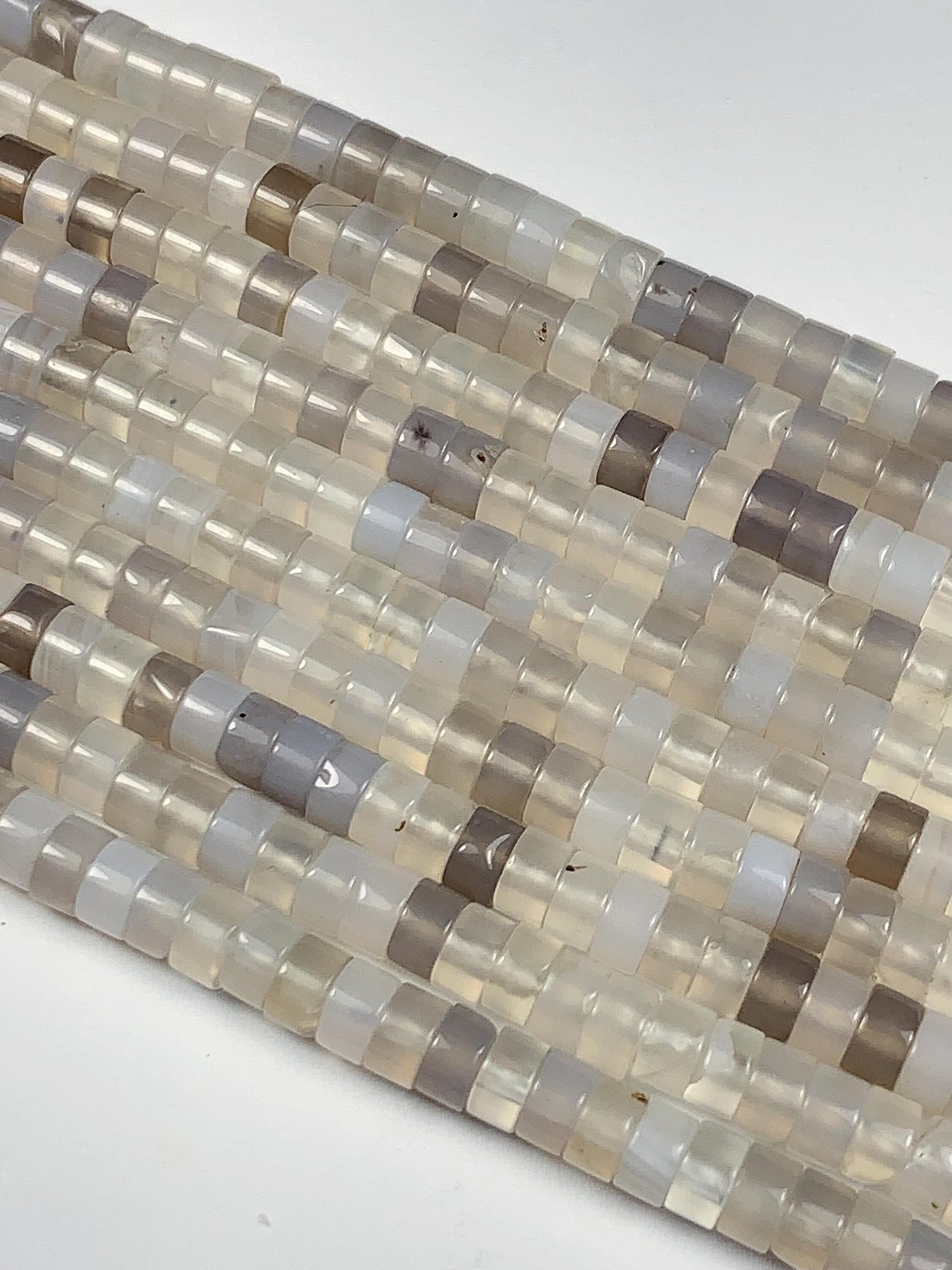 2x4mm  Natural Translucent Gray Agate Heishi Disc Beads 15" Strand