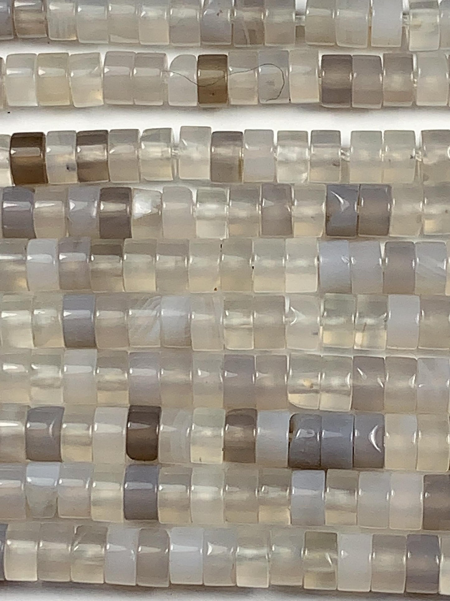 2x4mm  Natural Translucent Gray Agate Heishi Disc Beads 15" Strand
