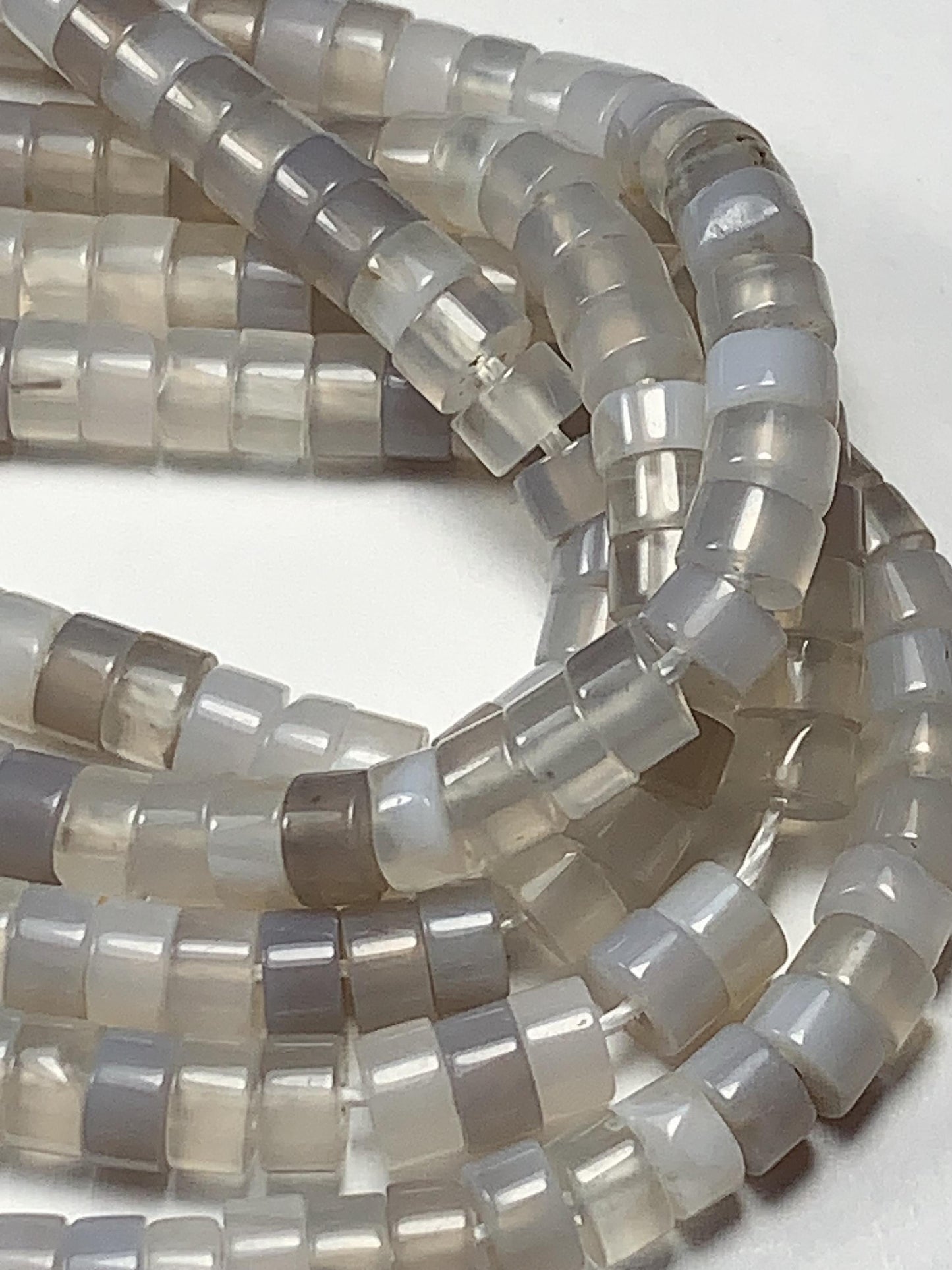 2x4mm  Natural Translucent Gray Agate Heishi Disc Beads 15" Strand
