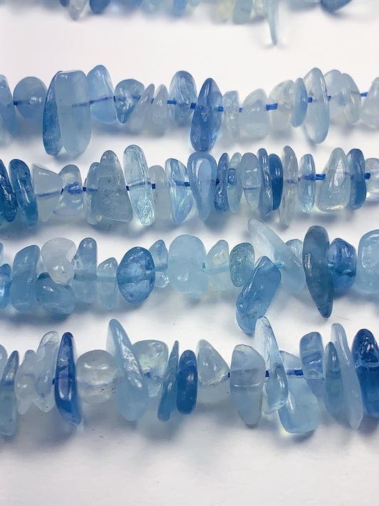 5-12mm No Dyed Natural Blue Aquamarine Nugget Pebble Irregular Chips Beads 15.5" Strand DIY Jewelry Gemstone Crystal