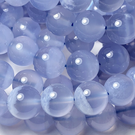 AAA Super High Quality Natural Translucent Blue Lace Strip Agate Smooth Round Beads Gemstone Strand 15.5" 7mm 8mm 9mm
