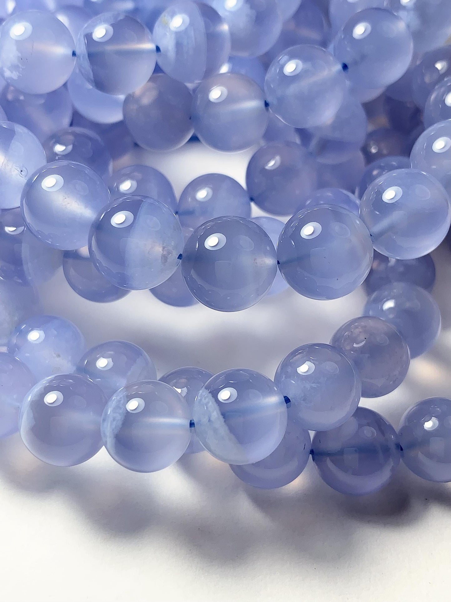 AAA Super High Quality Natural Translucent Blue Lace Strip Agate Smooth Round Beads Gemstone Strand 15.5" 7mm 8mm 9mm