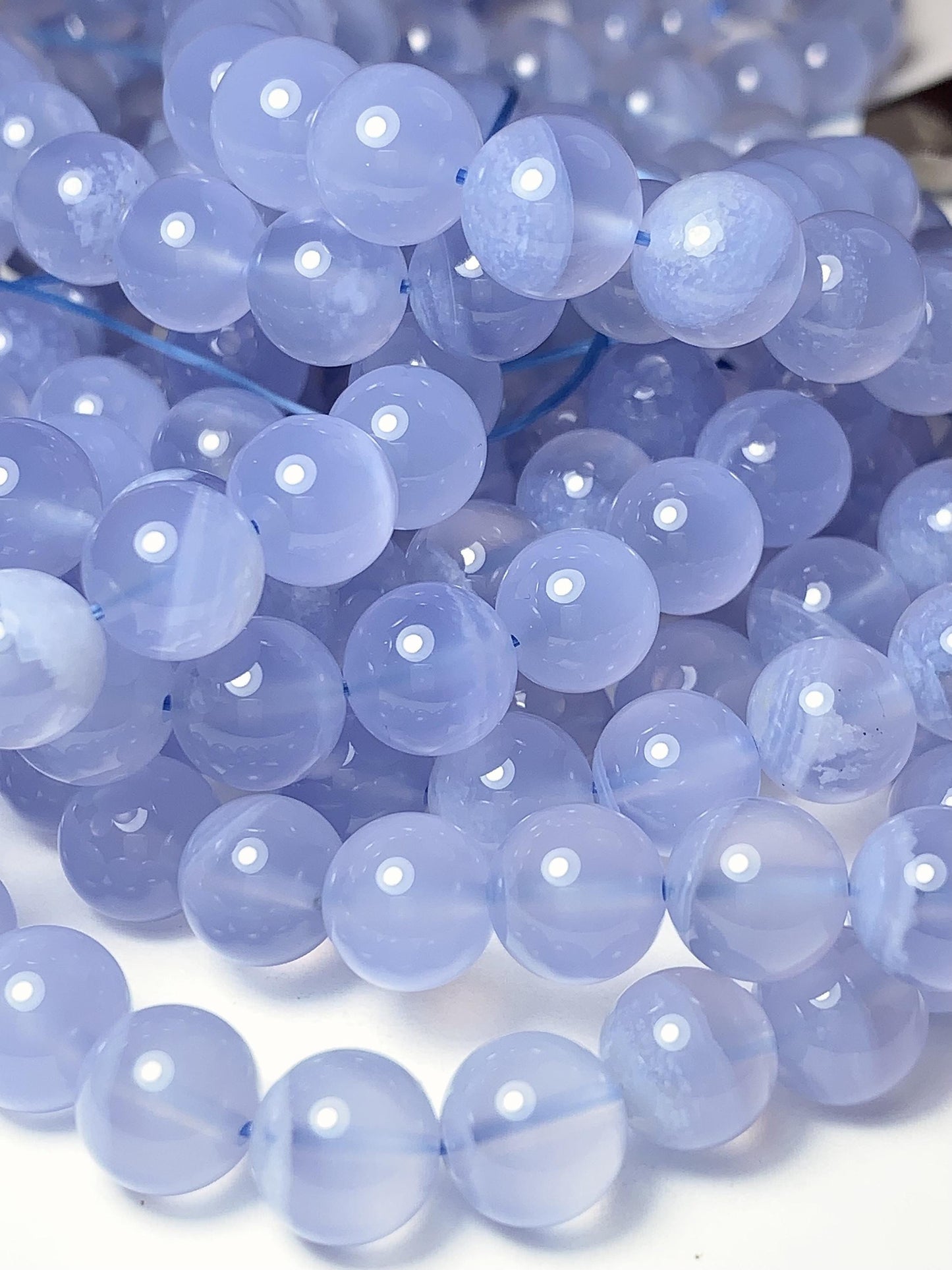 AAA Super High Quality Natural Translucent Blue Lace Strip Agate Smooth Round Beads Gemstone Strand 15.5" 7mm 8mm 9mm
