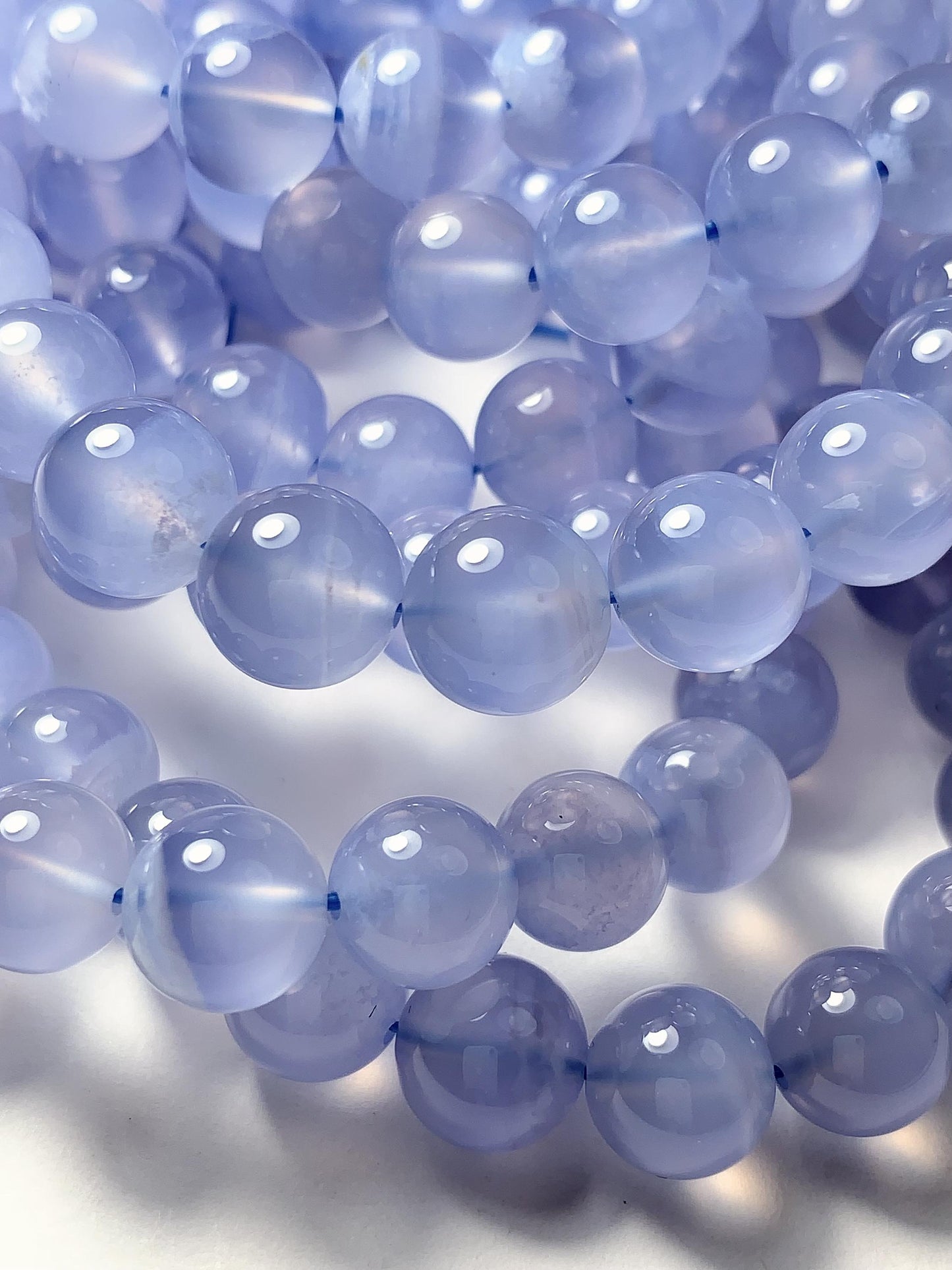 AAA Super High Quality Natural Translucent Blue Lace Strip Agate Smooth Round Beads Gemstone Strand 15.5" 7mm 8mm 9mm