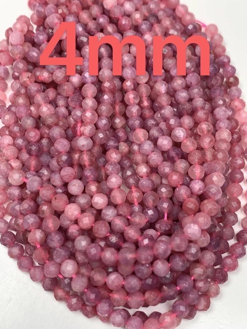 Genuine Natural Pink  Tourmaline Faceted Round Beads 15.5" Strand 2mm 3mm 4mm