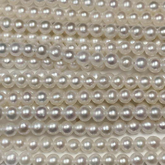 3mm Genuine White Pearl Beads: Near Round Strand for Jewelry Making