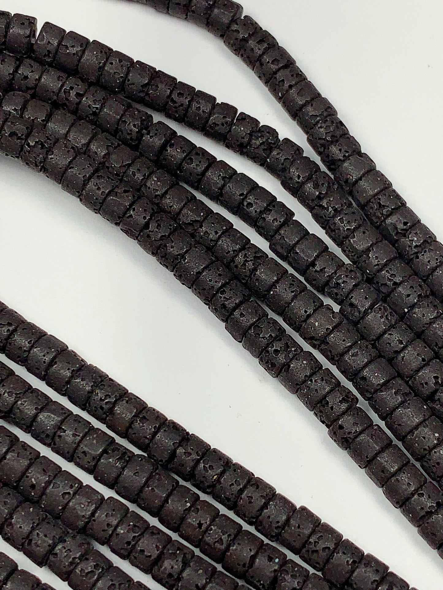 2x4mm Natural Black Volcanic Rock Lava Stone Heishi Disc Beads 15" Strand