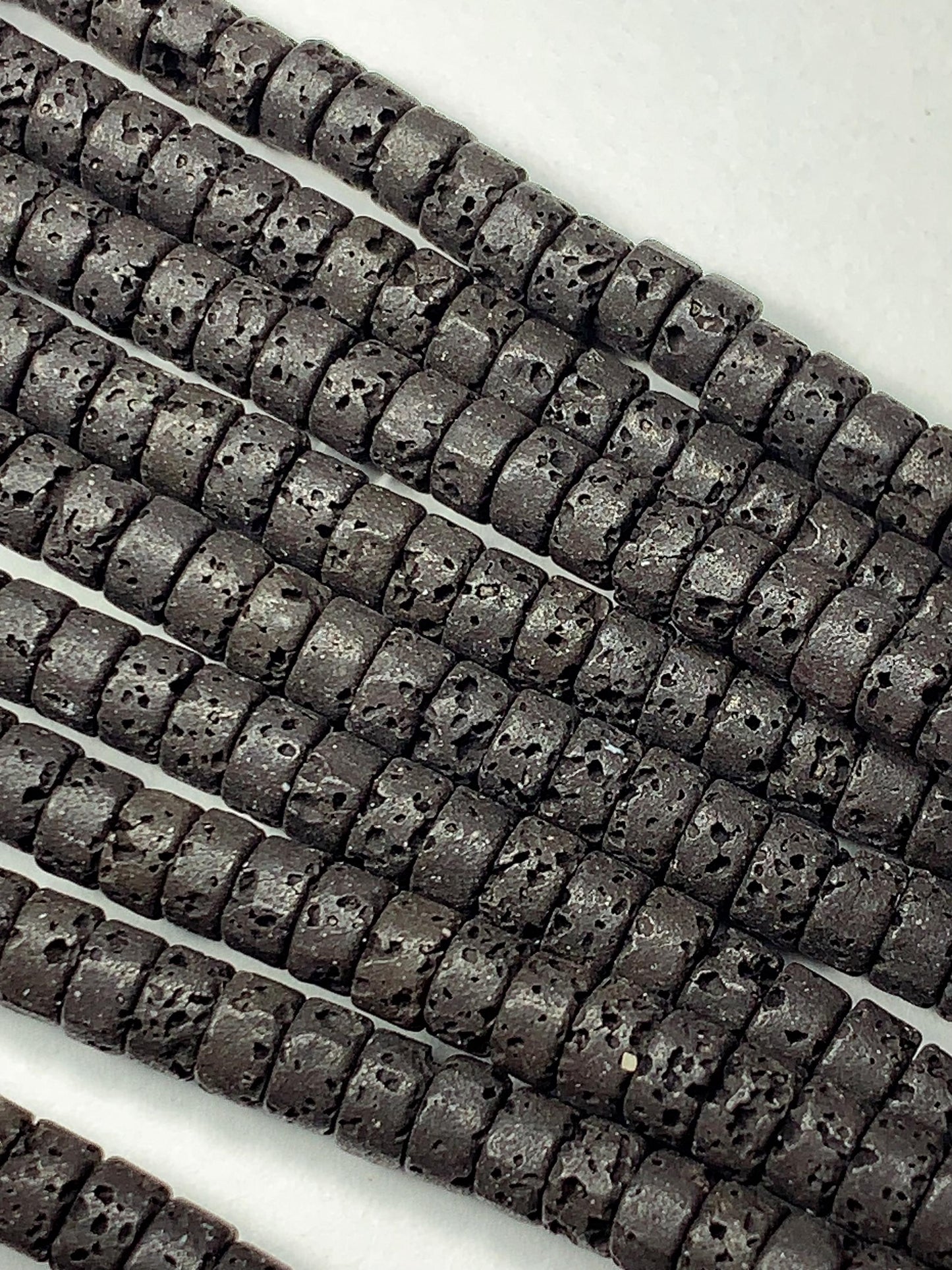 2x4mm Natural Black Volcanic Rock Lava Stone Heishi Disc Beads 15" Strand