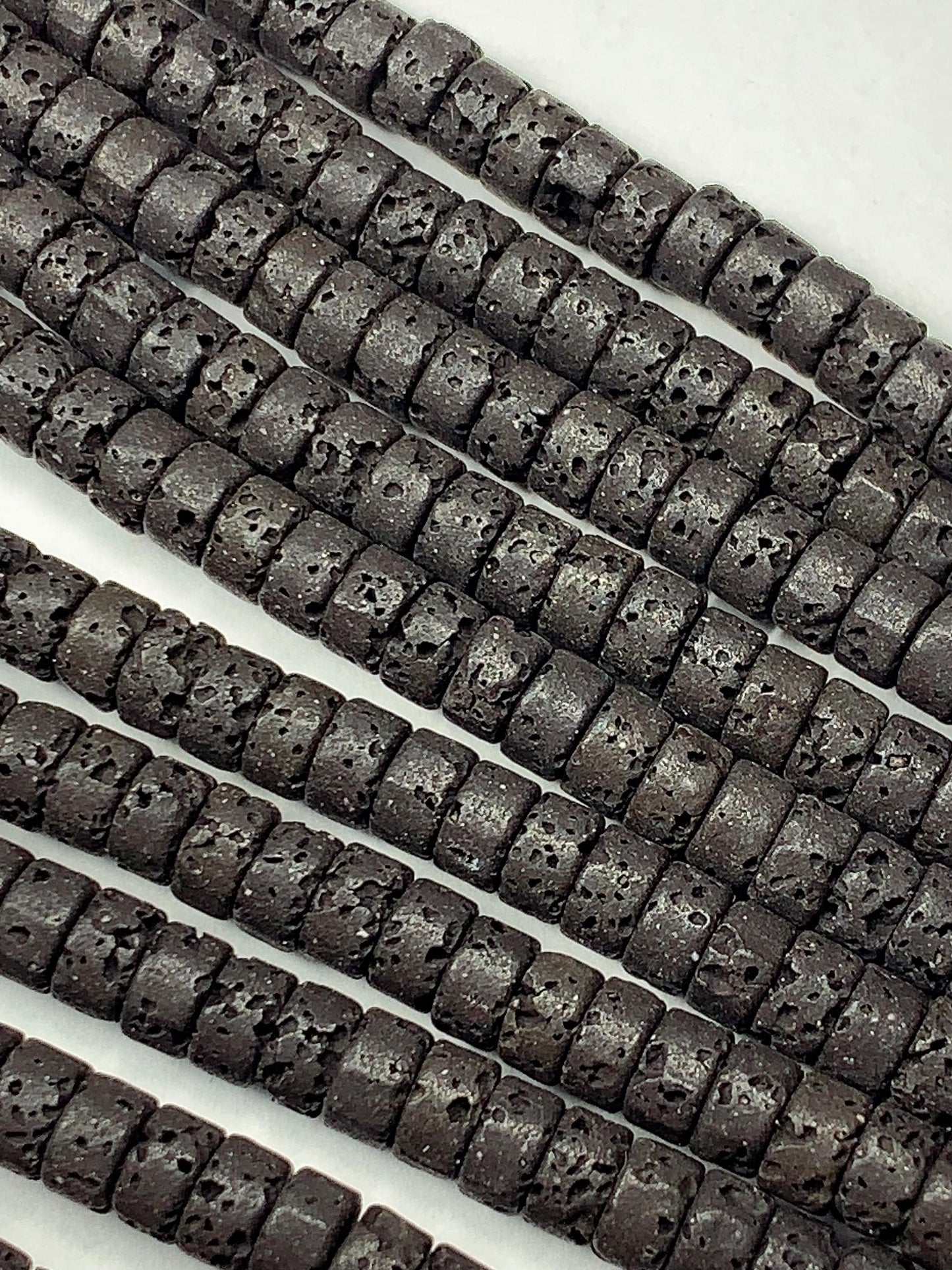 2x4mm Natural Black Volcanic Rock Lava Stone Heishi Disc Beads 15" Strand