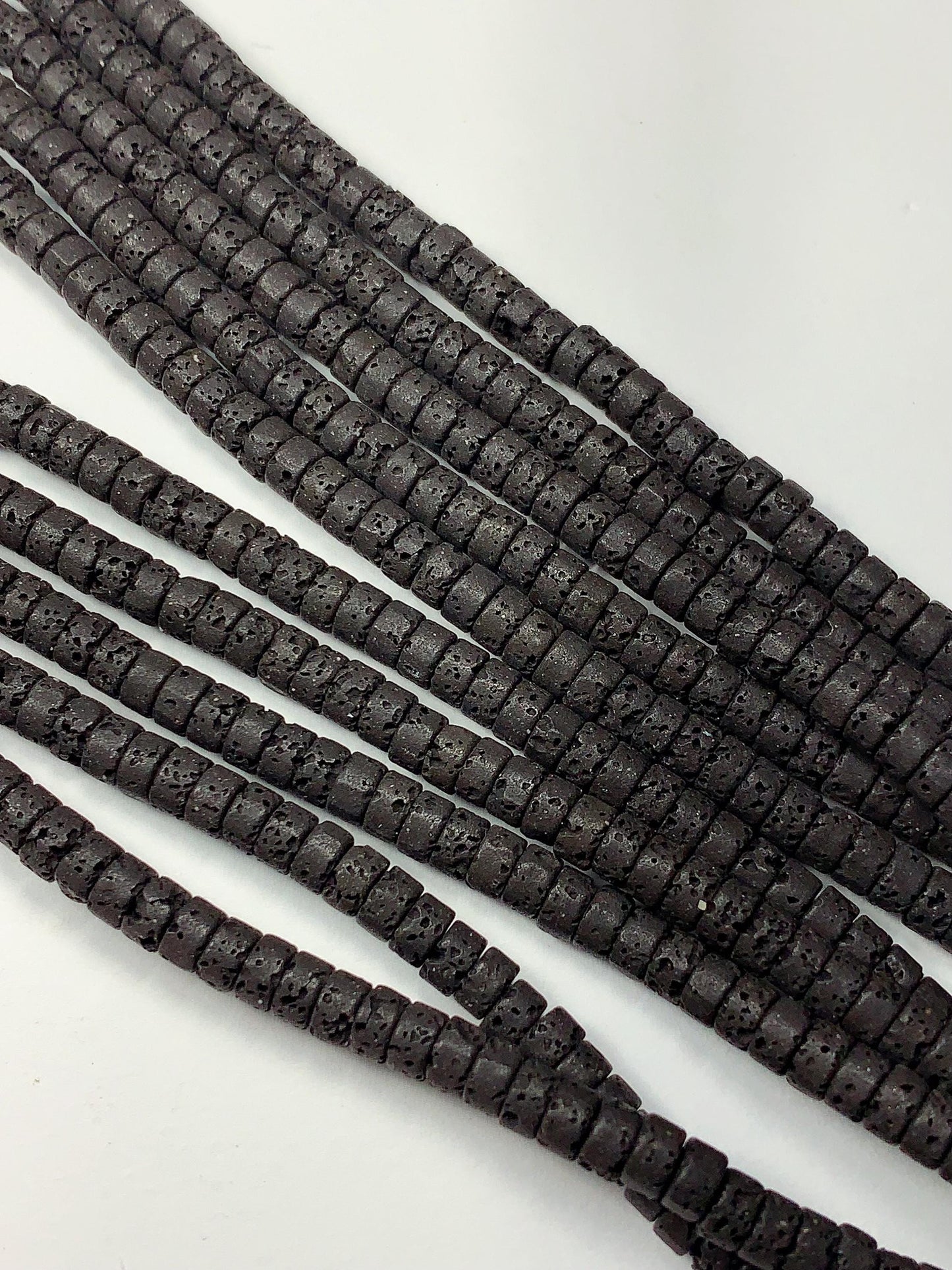 2x4mm Natural Black Volcanic Rock Lava Stone Heishi Disc Beads 15" Strand