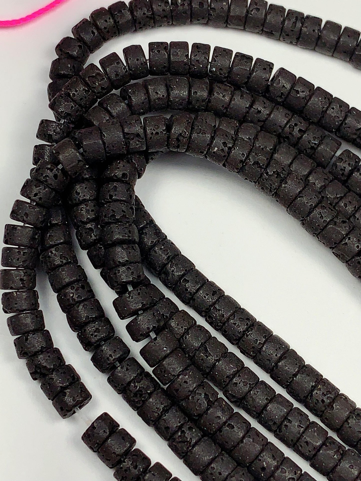 2x4mm Natural Black Volcanic Rock Lava Stone Heishi Disc Beads 15" Strand