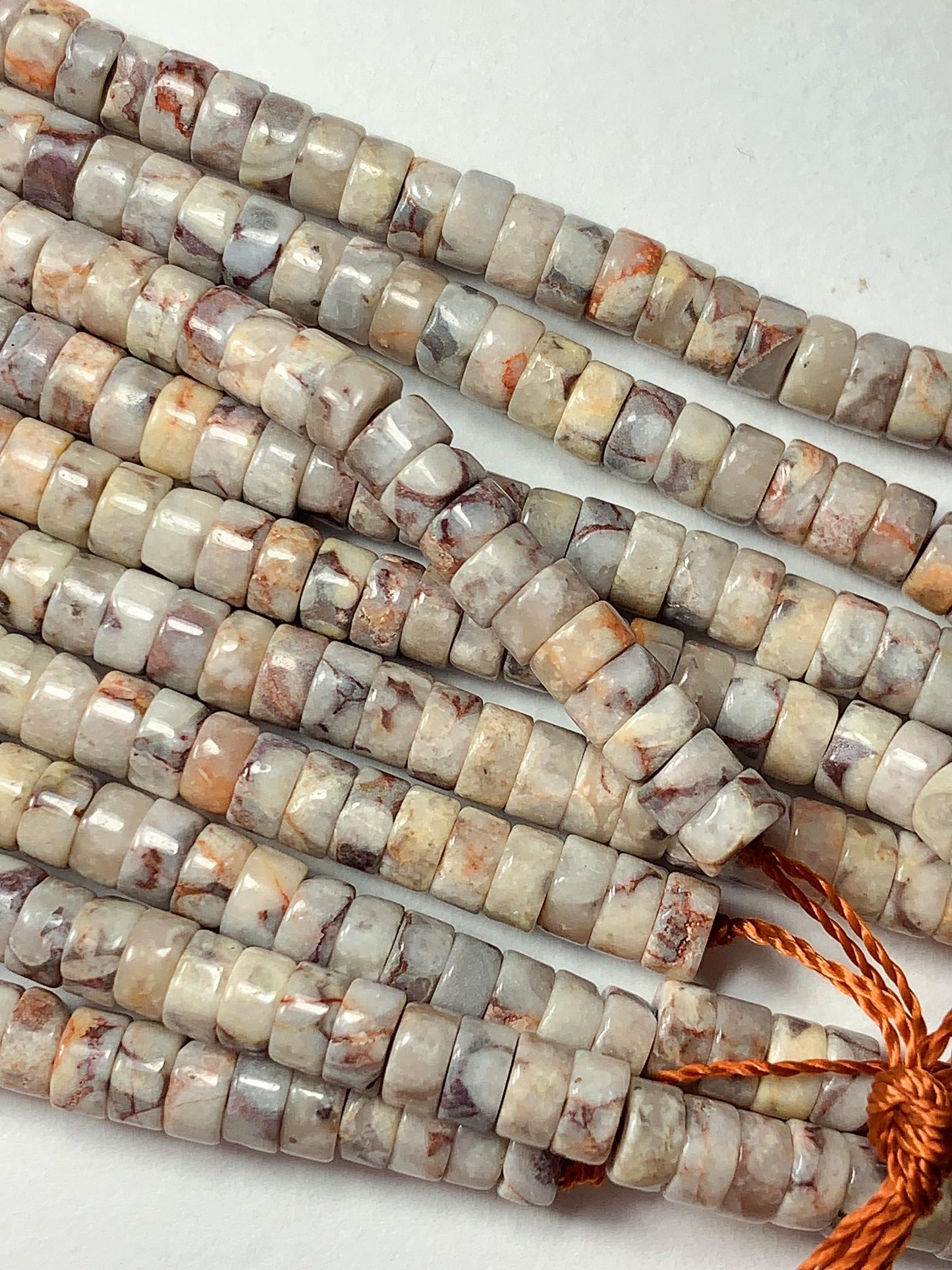 2x4mm Natural Maifanite Maifan Stone Heishi Disc Beads 15" Strand white gray red