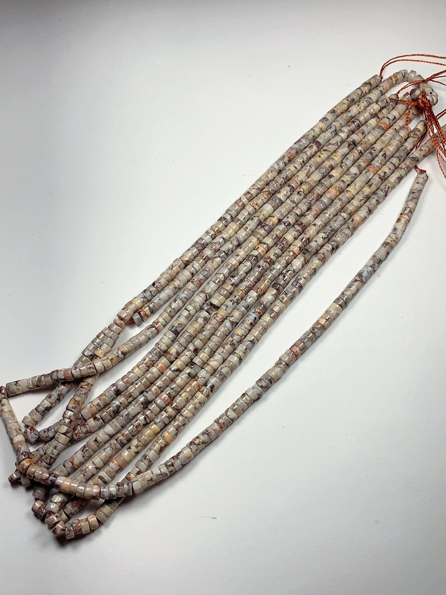 2x4mm Natural Maifanite Maifan Stone Heishi Disc Beads 15" Strand white gray red