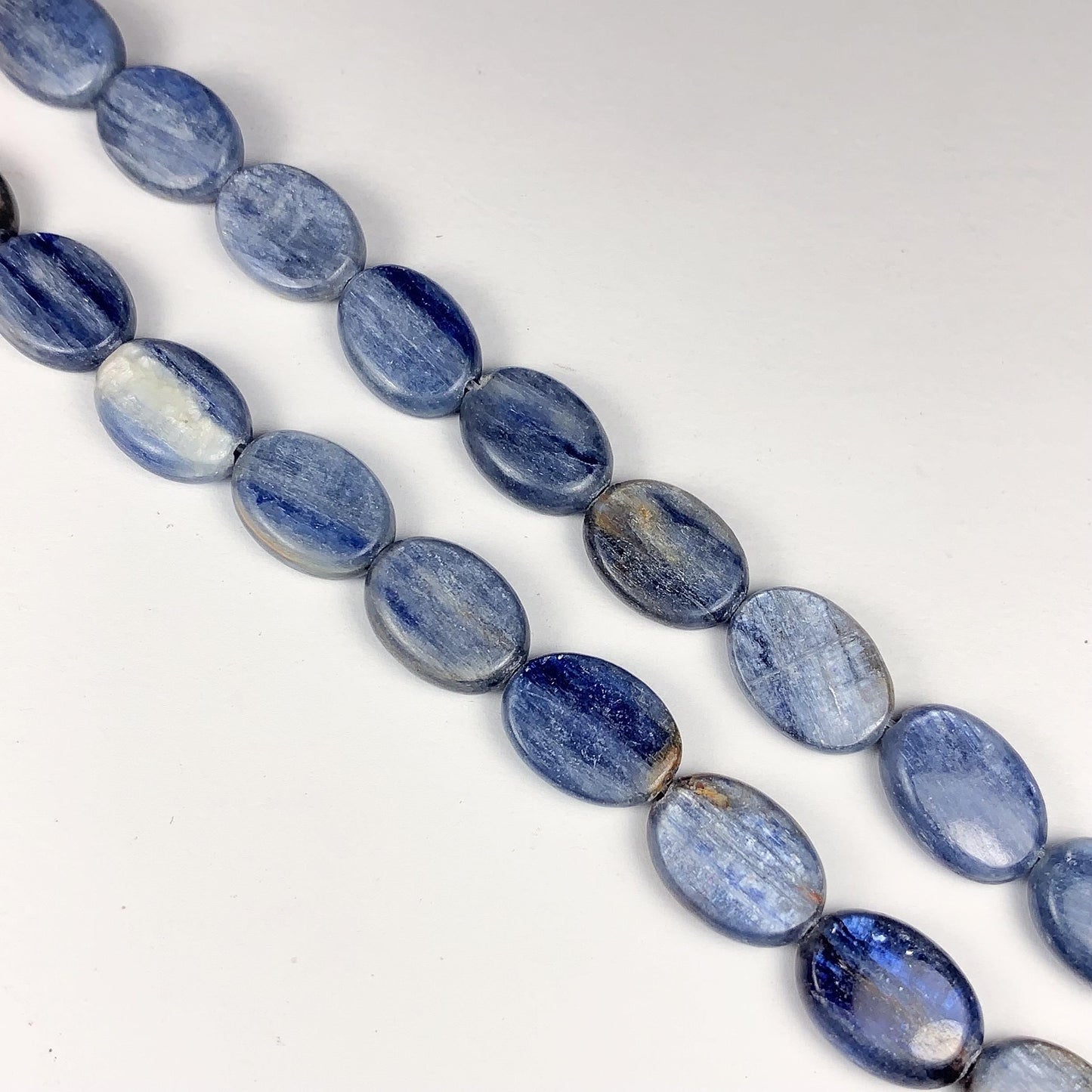 10x14mm Natural Blue Kyanite Flat Oval Beads 15" Strand