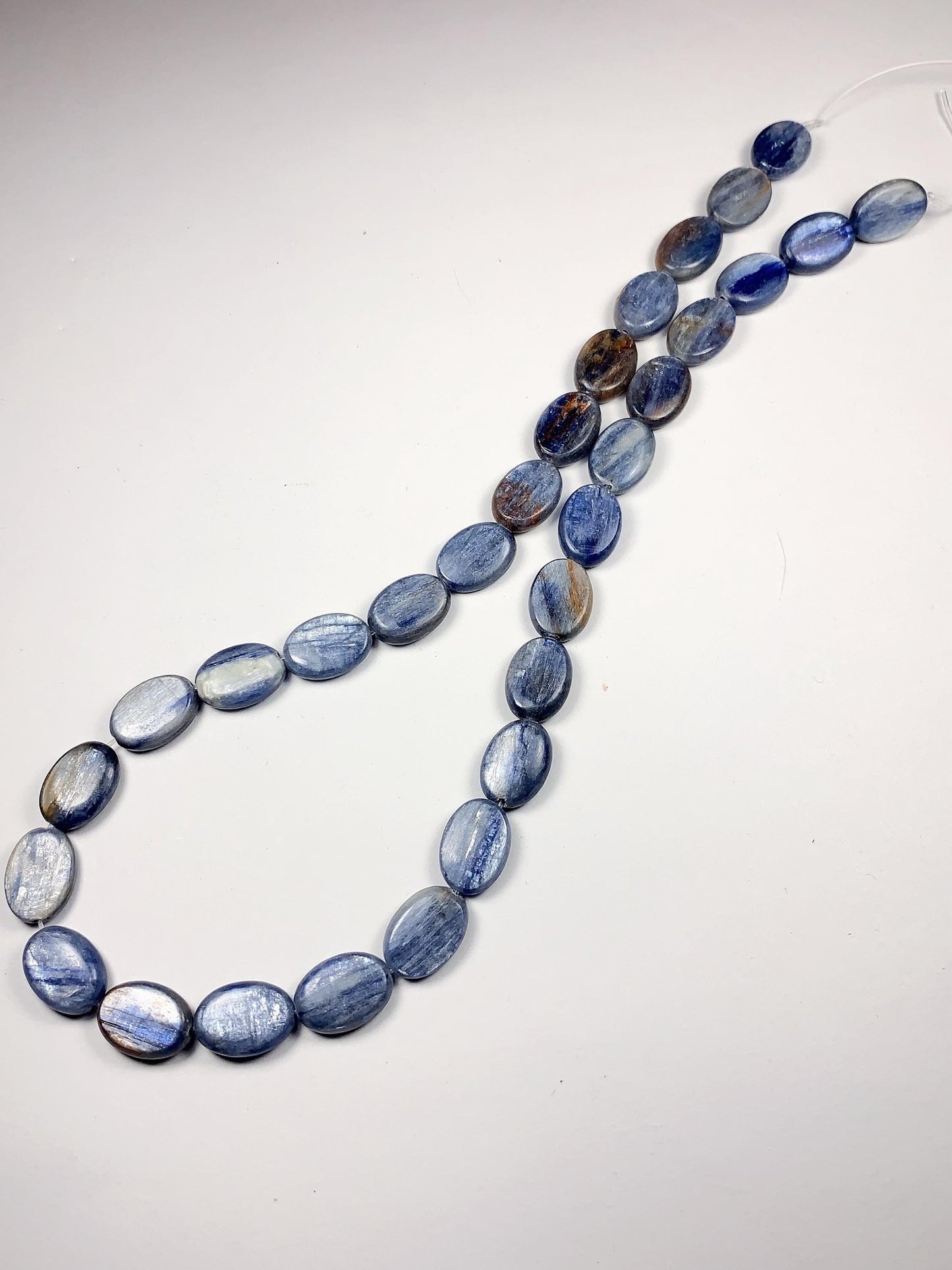 10x14mm Natural Blue Kyanite Flat Oval Beads 15" Strand