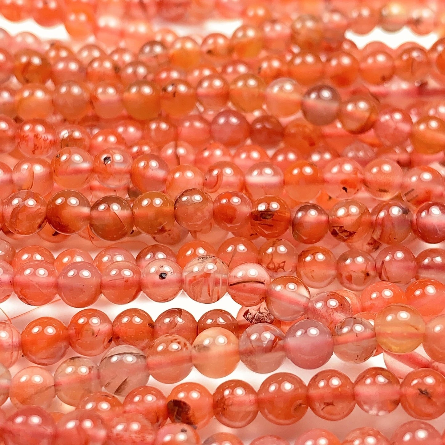 4mm Natural Sichuan Persimmon Red Nanhong Agate Smooth Round Beads 15.5 Strand Gemstone
